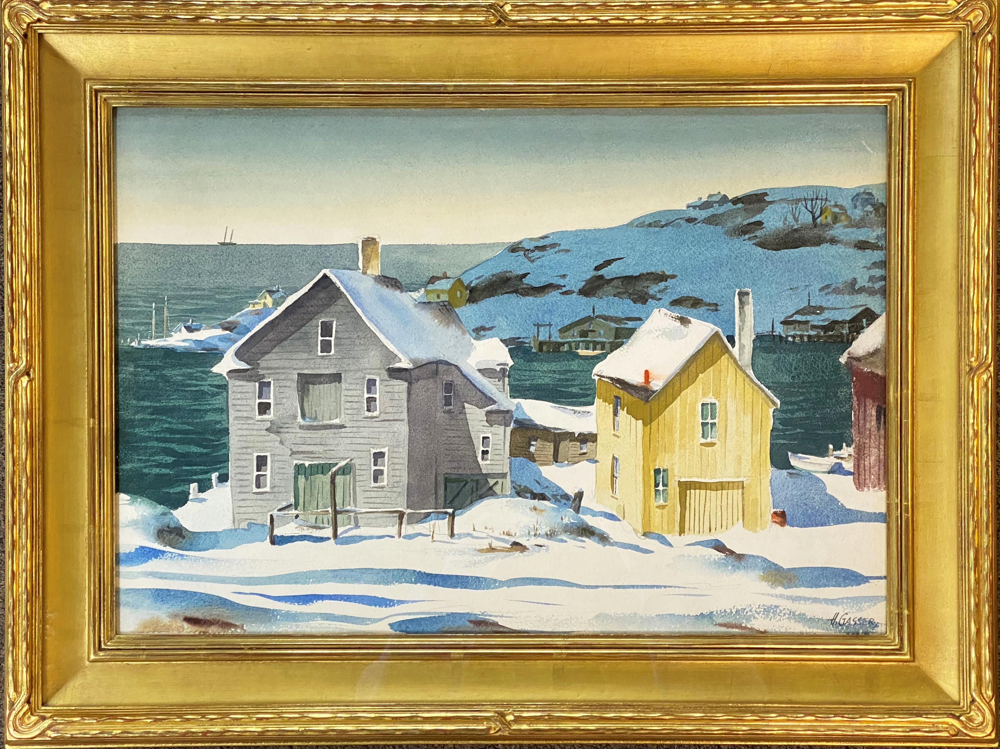 Landscape Painting Henry Martin Gasser - Scène côtière d'hiver