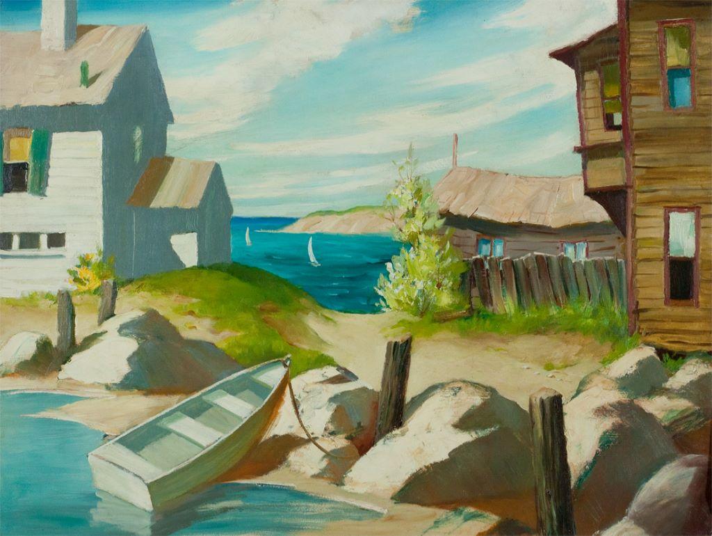 Henry Martin Gasser Landscape Painting – Die sonnenbeschienene Bucht 