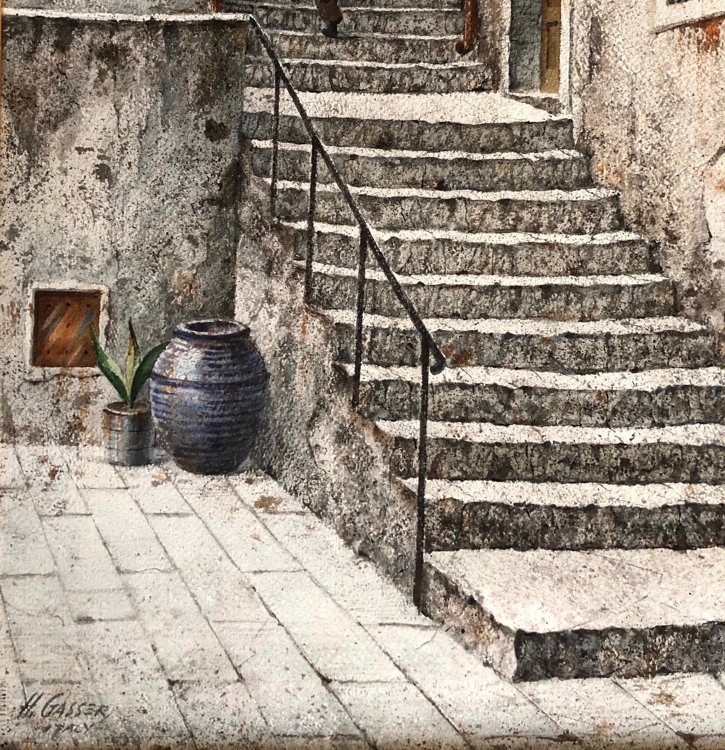 The Stone Steps, Italy - Post-War Painting by Henry Martin Gasser