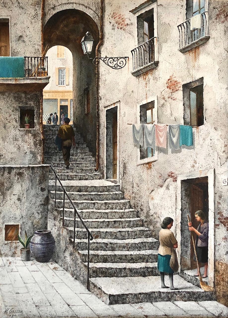 Henry Martin Gasser Landscape Painting - The Stone Steps, Italy