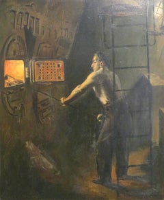 Henry Marvel Carr RA (1894-1970) Mid20thC English oil painting - Ships Furnace