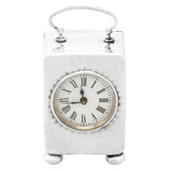 Horloge de boudoir victorienne Henry Matthews en argent sterling