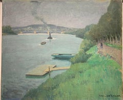 "La seine à Puteaux" - Oil, cm. 55 x 46, 1930 ca