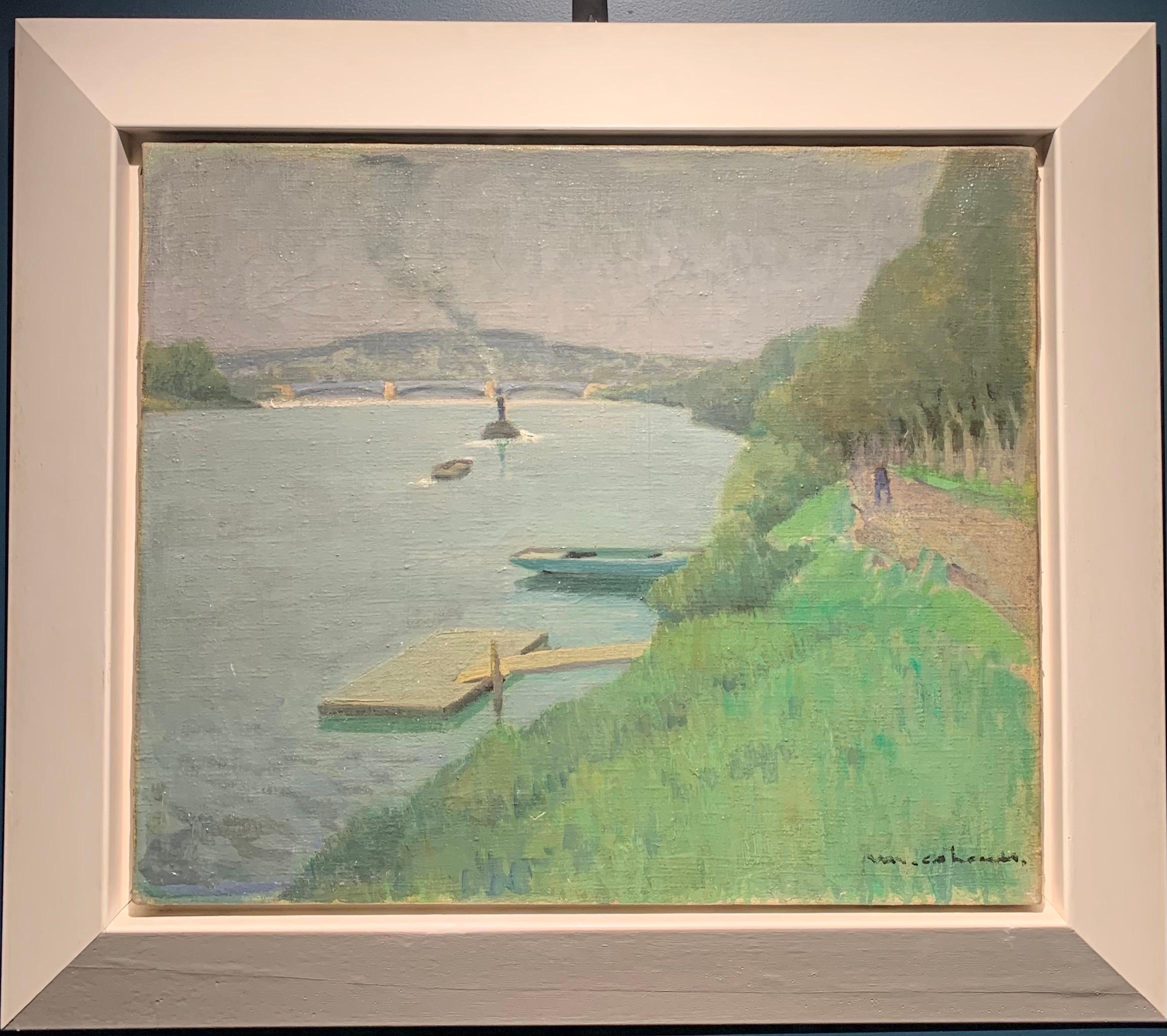 Henry Maurice CAHOURS Landscape Painting - "La seine à Puteaux" - Oil, cm. 55 x 46, 1930 ca 