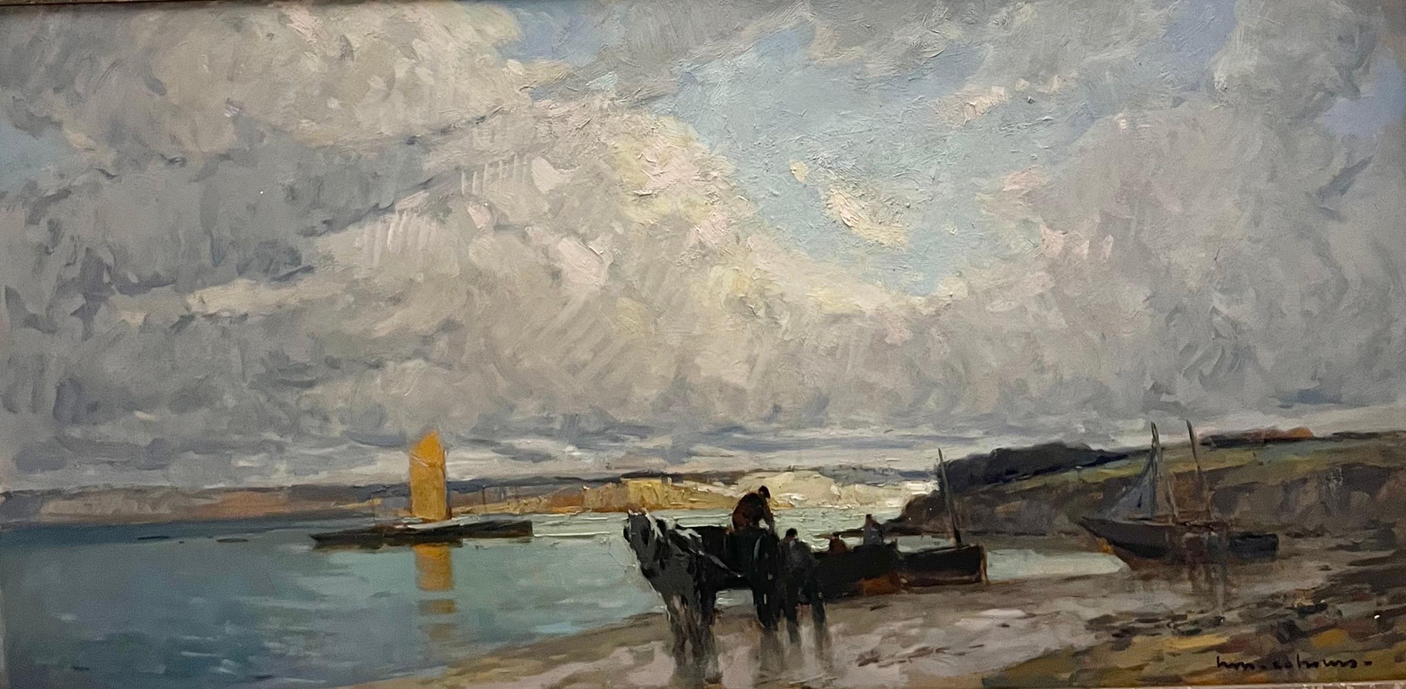 « Paysage du Nord de la France » Bretagne, huile cm. 100 x 50 Offre Livraison gratuite - Painting de Henry Maurice CAHOURS
