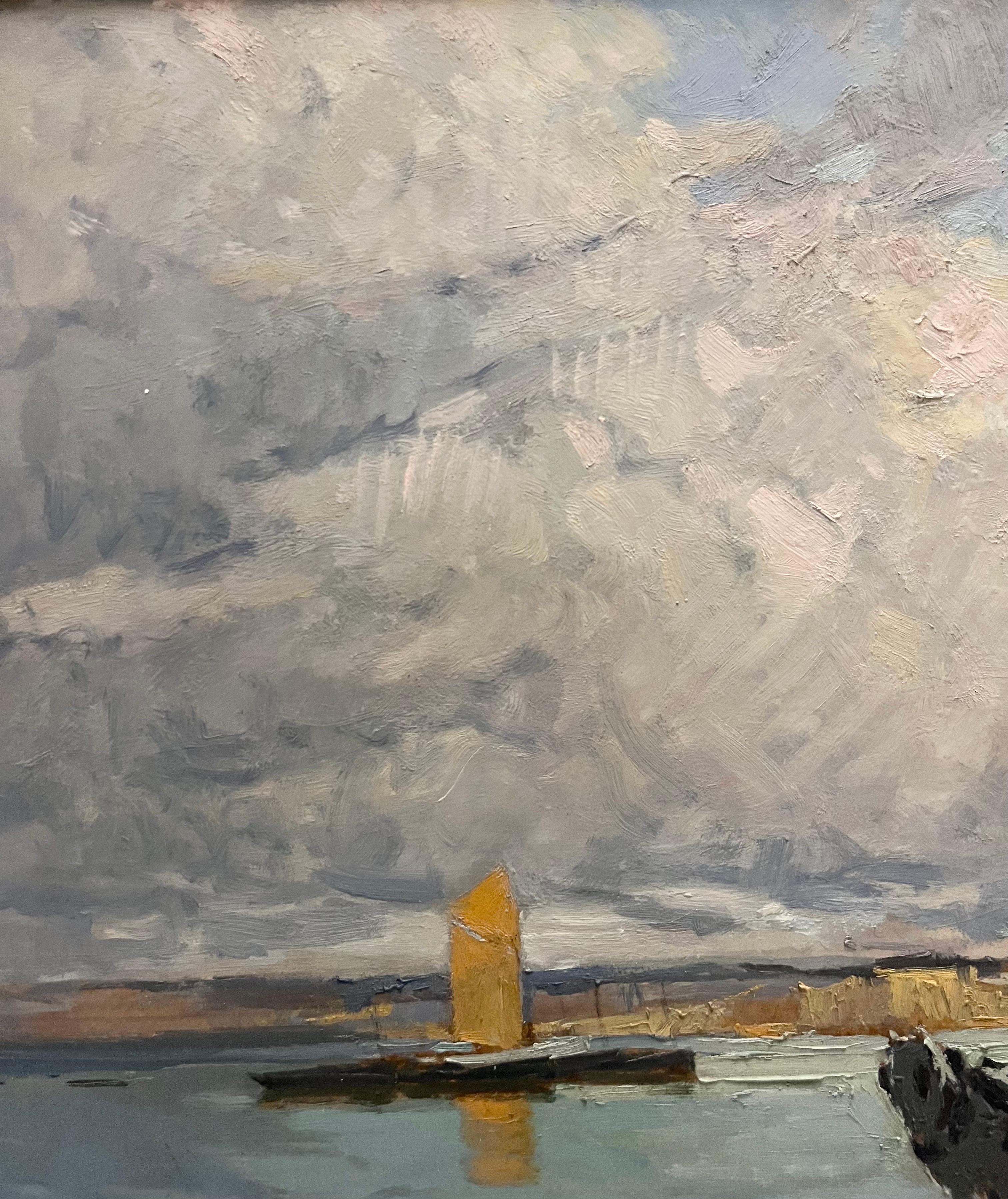 « Paysage du Nord de la France » Bretagne, huile cm. 100 x 50 Offre Livraison gratuite - Post-impressionnisme Painting par Henry Maurice CAHOURS