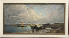 "Paysage du Nord de la France " Bretagne, Oil cm. 100 x 50 Offer Free Shipping