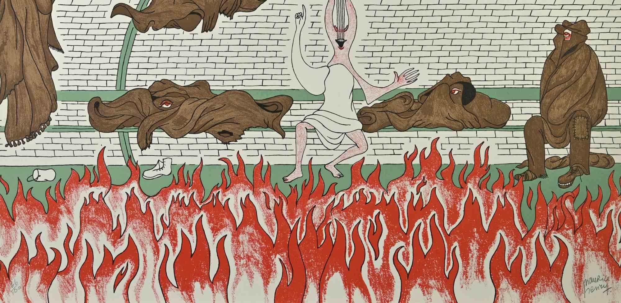 Senza titolo - Litografia di Henry Maurice - 1974 in vendita 1
