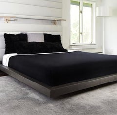 Henry Cashmere blend Black Blanket with Silk Border, Queen Size, by JG Switzer