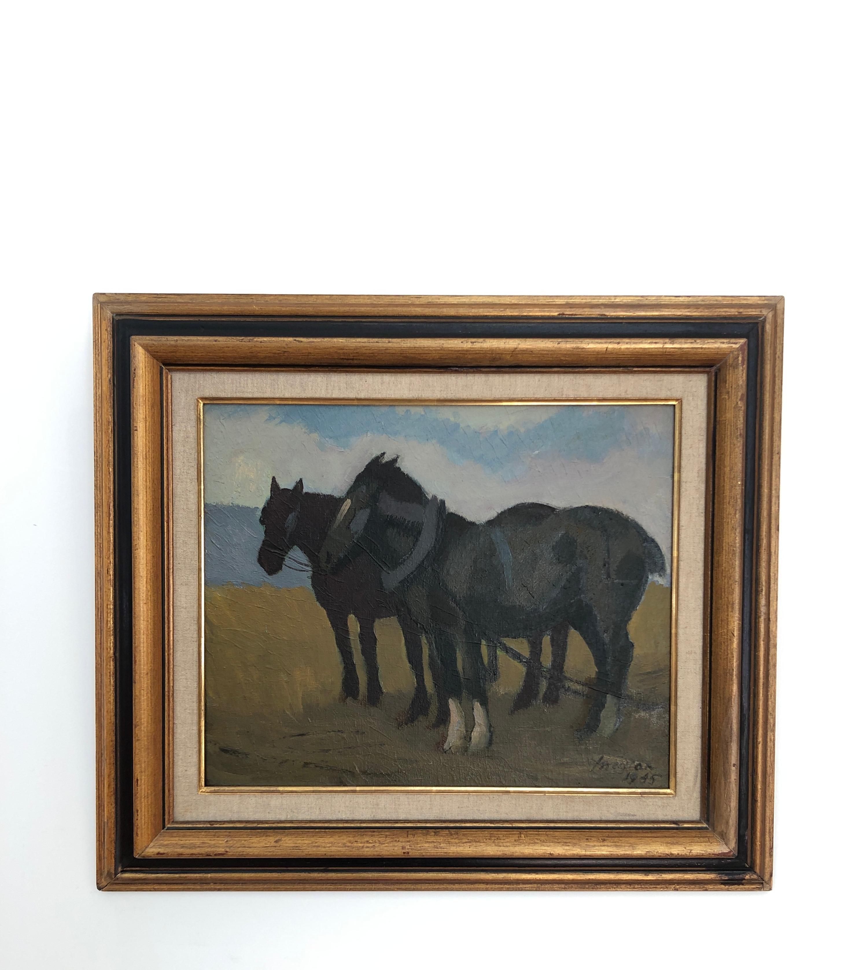Draft horses - Painting by Henry Meylan