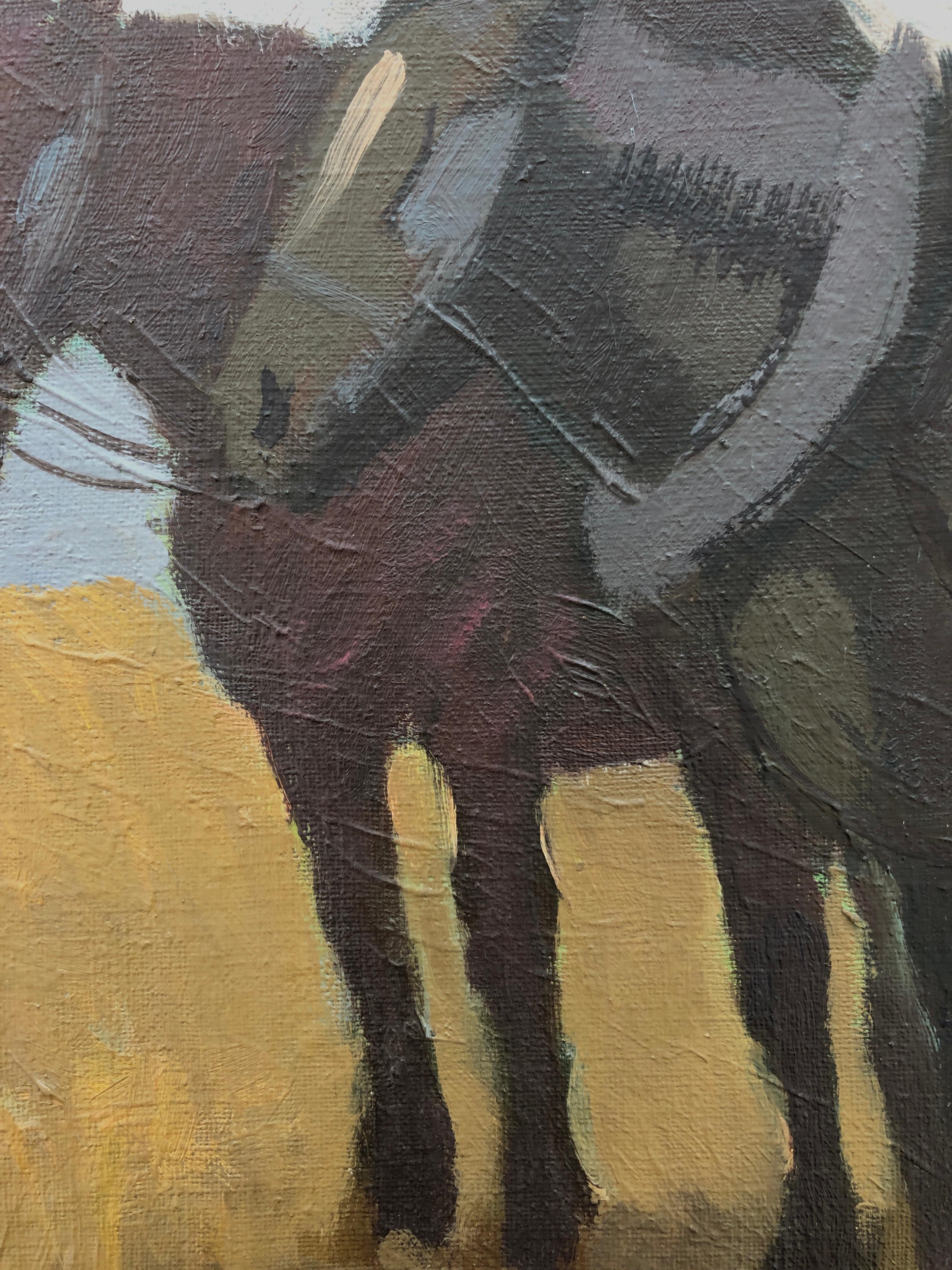 horse on donkey painting