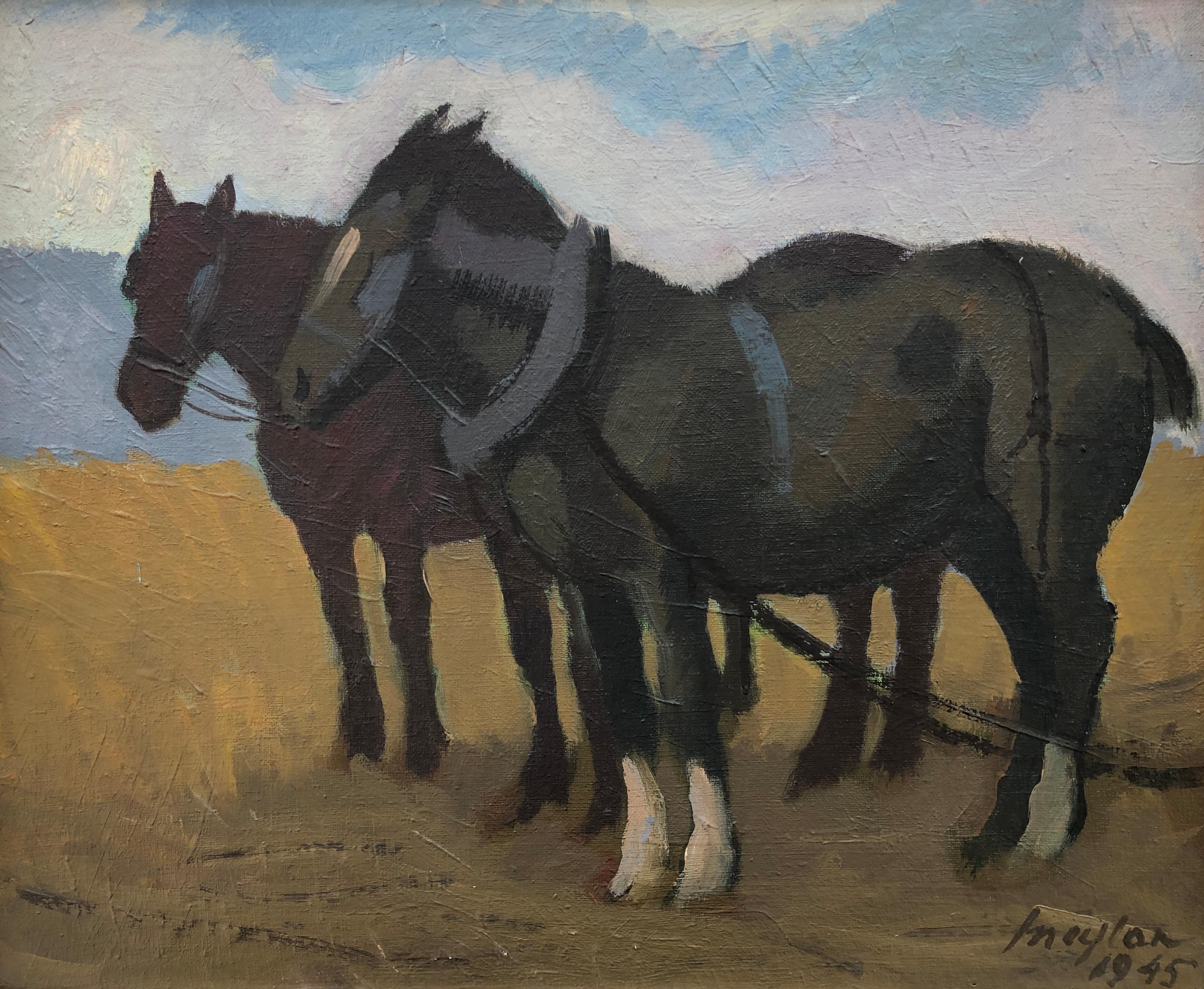 Henry Meylan Animal Painting - Draft horses