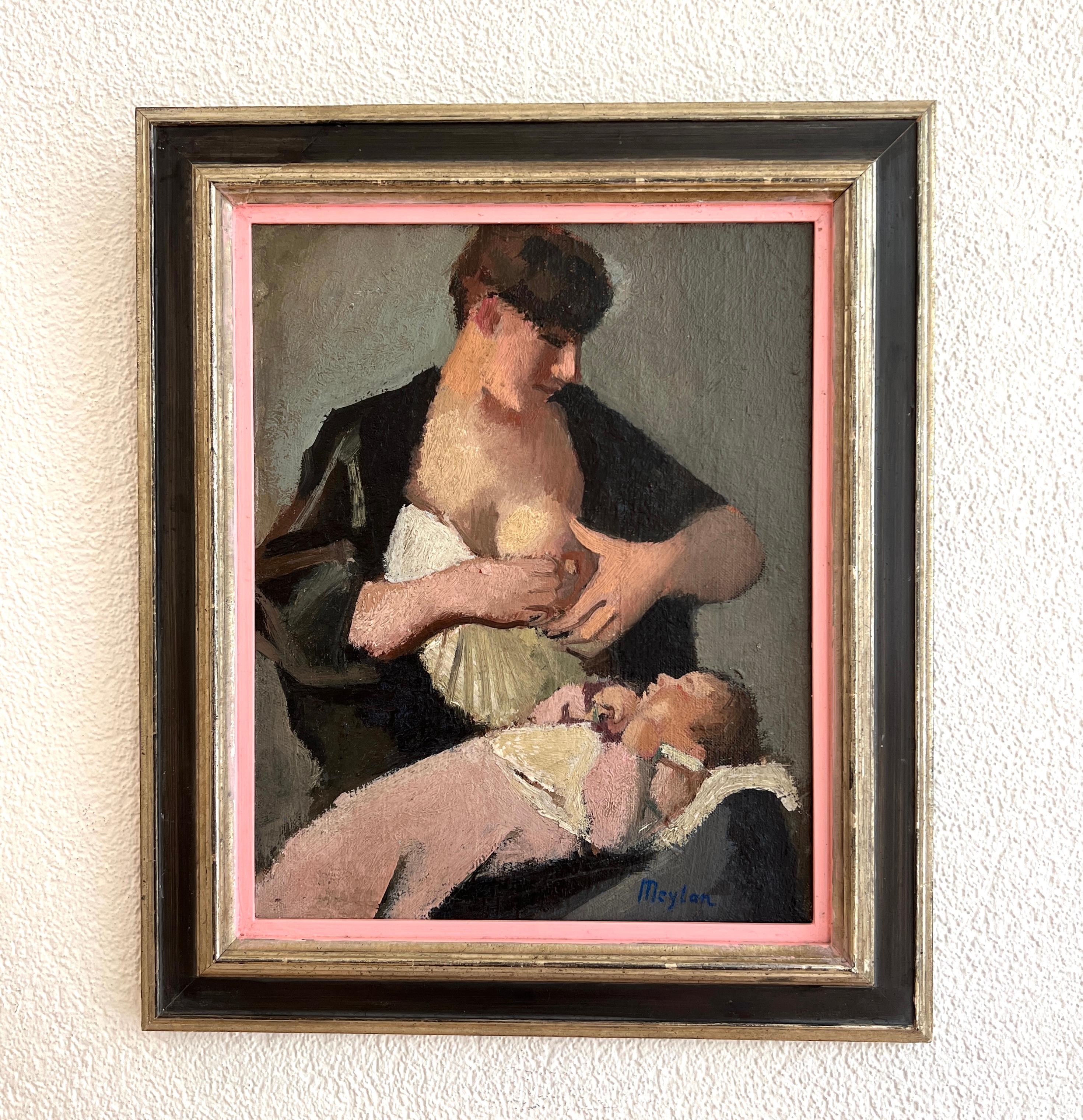 Mother & Child - Painting di Henry Meylan