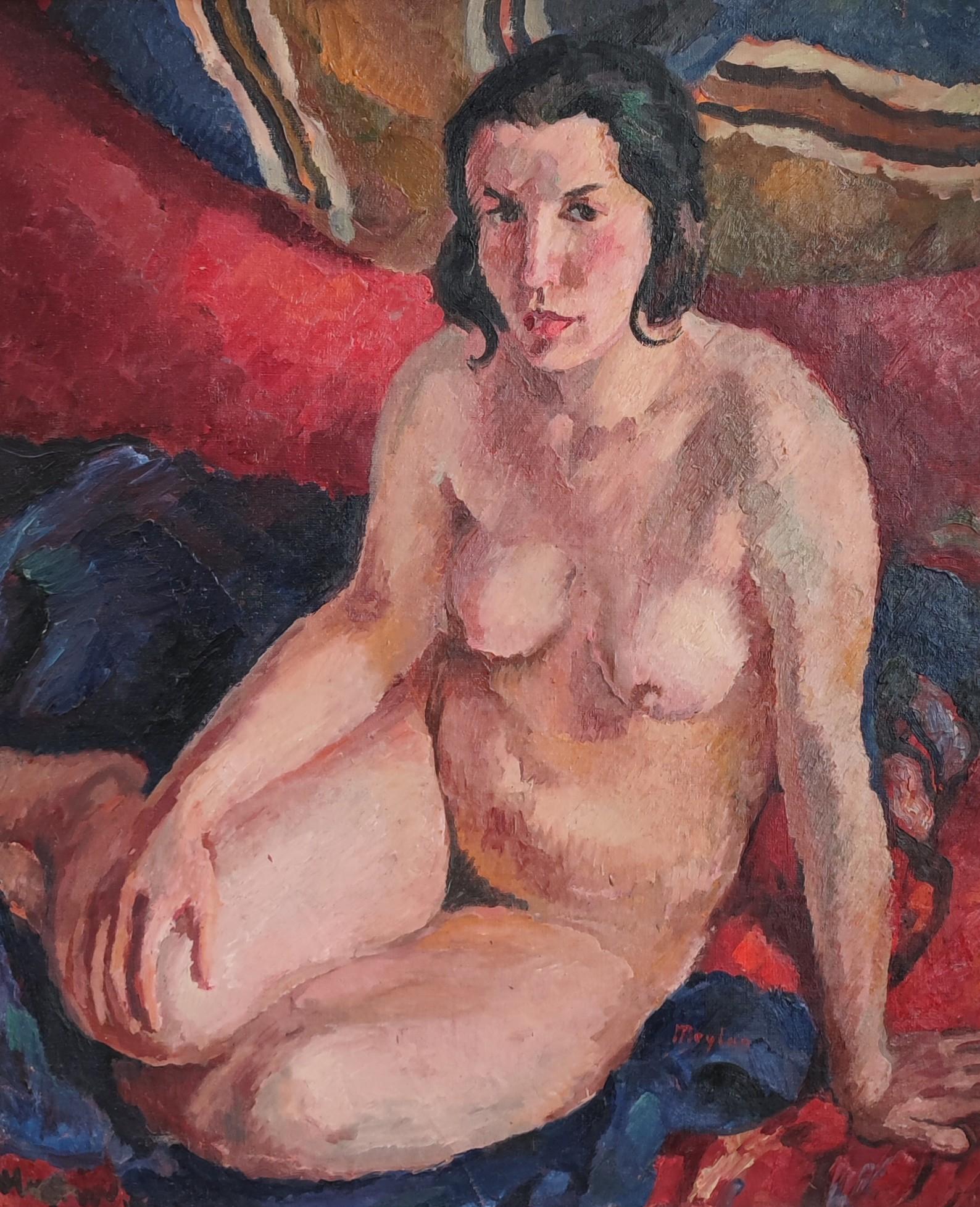 Henry Meylan Nude Painting - Woman posing nude