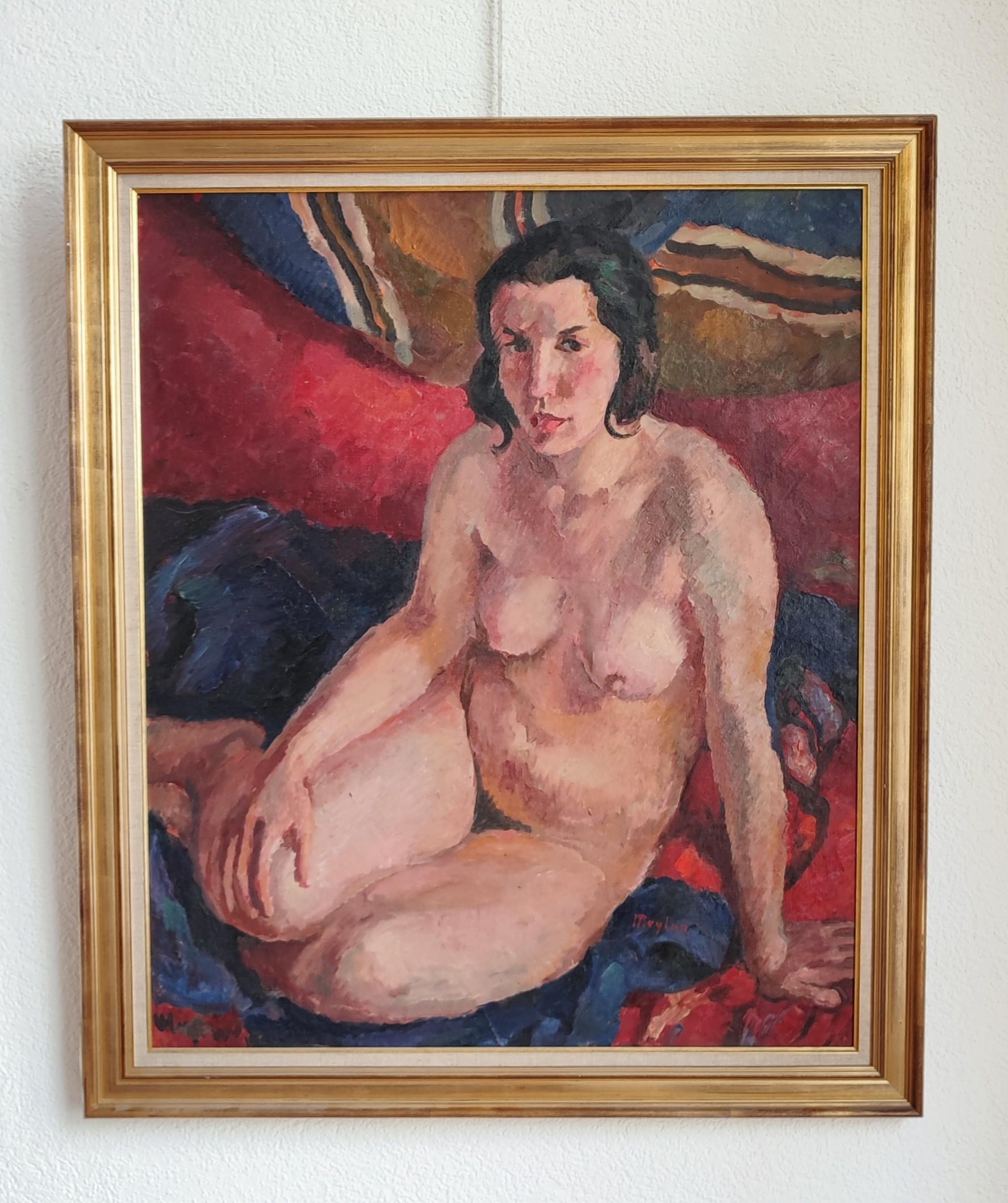 Woman posing nude - Painting by Henry Meylan
