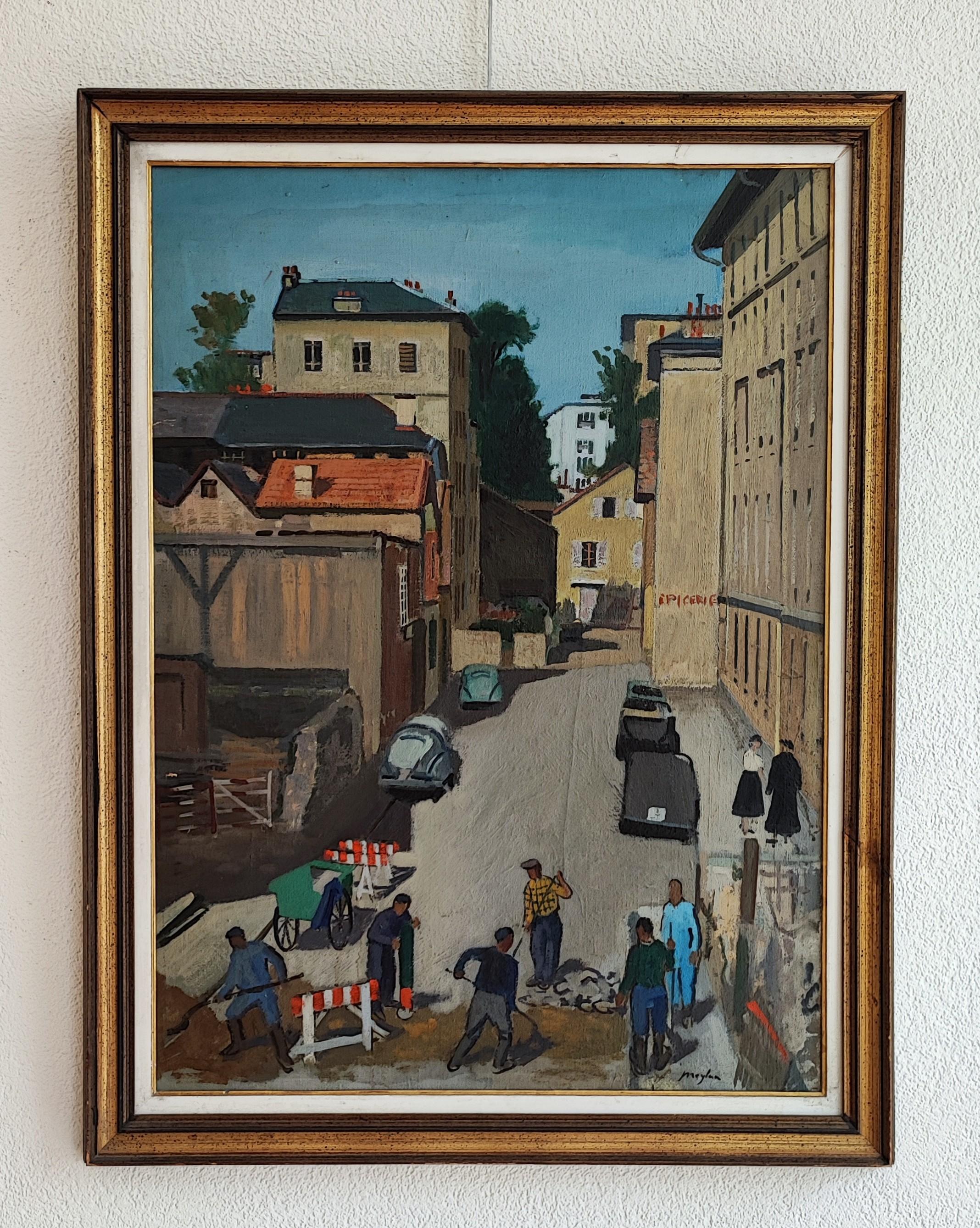Works in the street - Painting by Henry Meylan