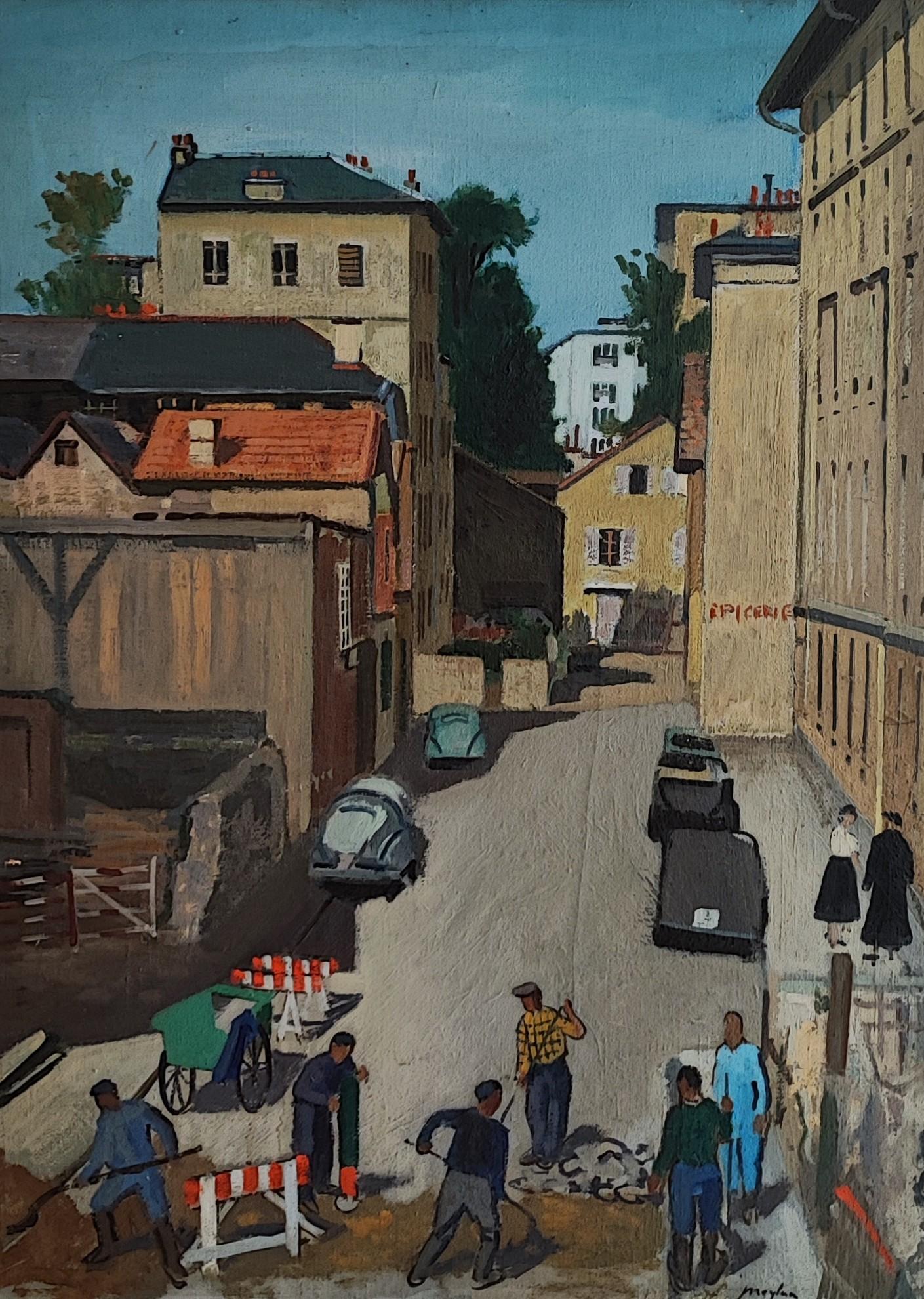 Henry Meylan Landscape Painting - Works in the street