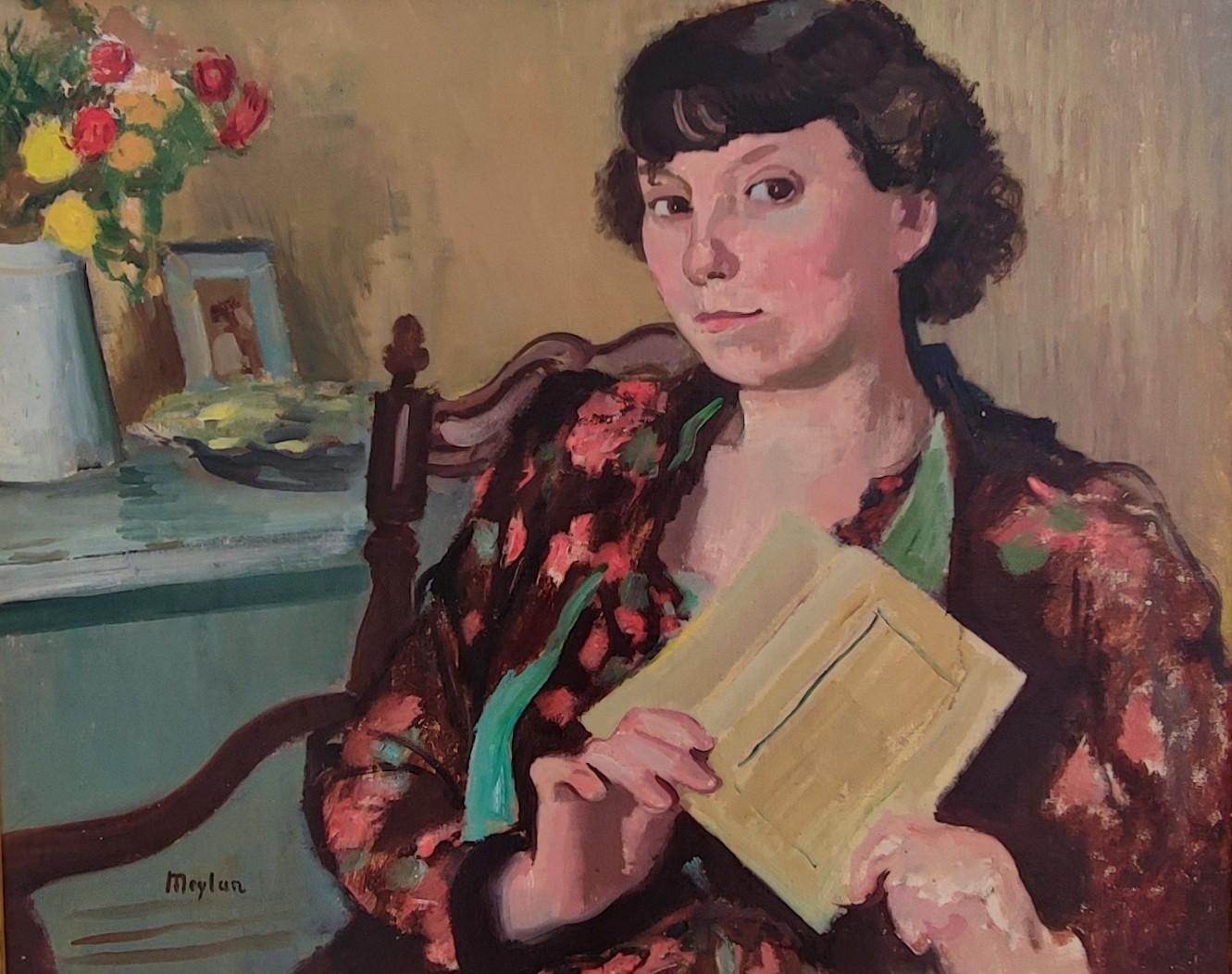 Figurative Painting di Henry Meylan - Giovane donna che legge