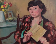 Vintage Young woman reading