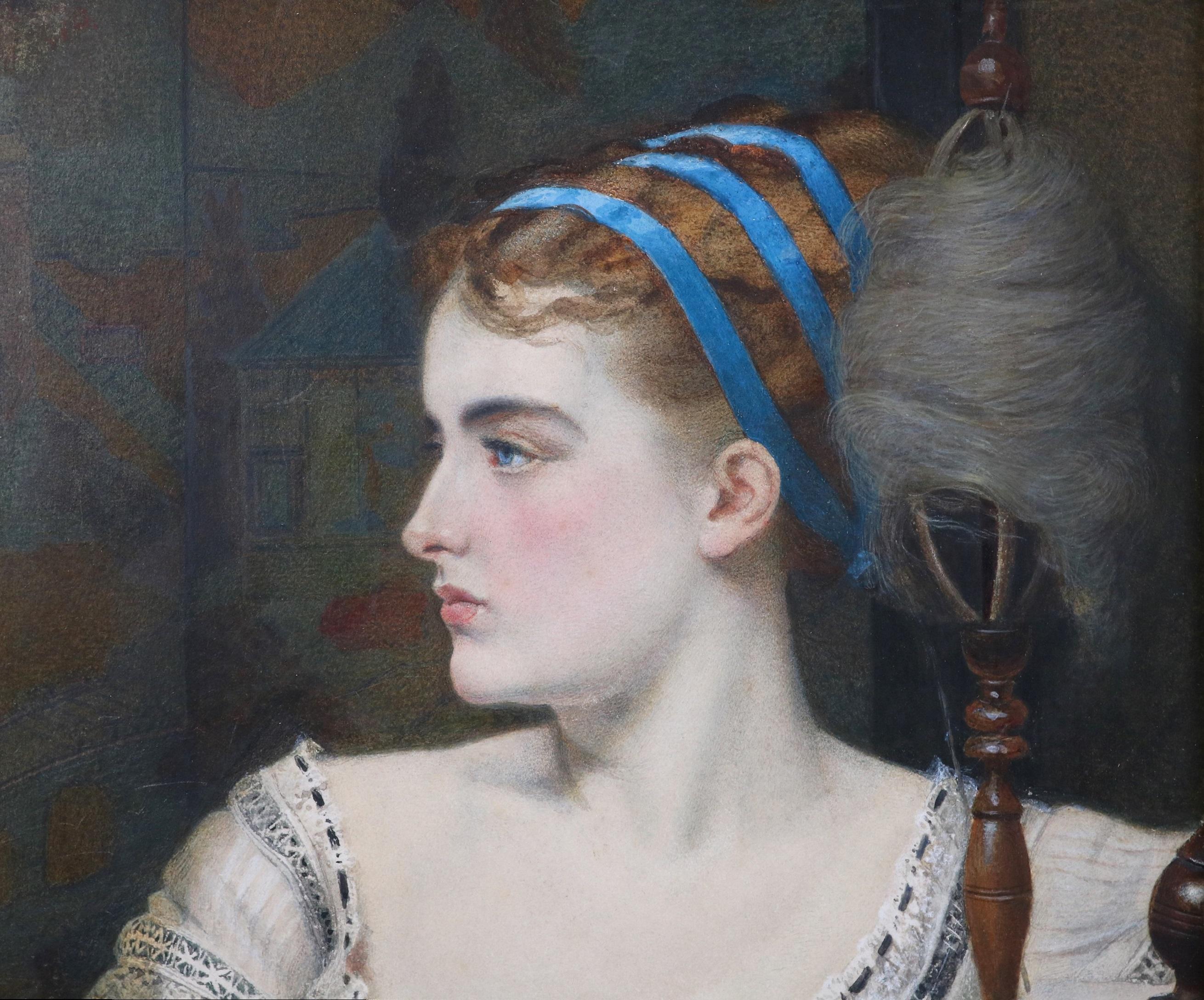 Marguerite - Peinture préraphaélite du XIXe siècle représentant la beauté du Faust de Goethe - Noir Figurative Painting par Henry Meynell Rheam