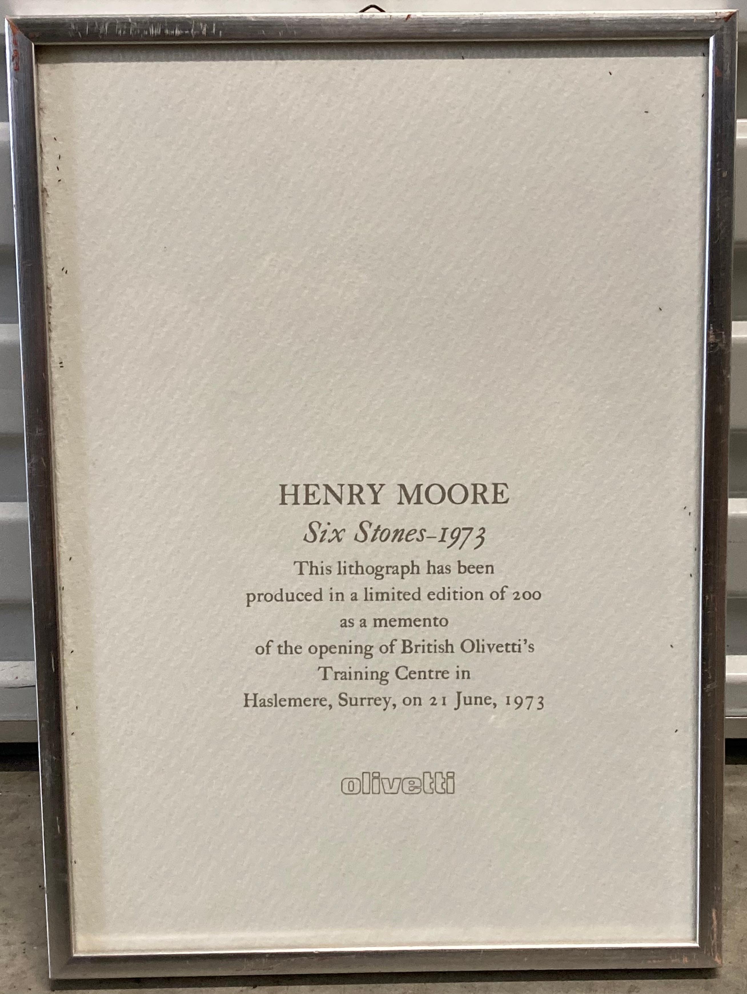 Henry Moore '1898 1986', Six Stones, Lithograph, 1973, Signed and Numbered In Good Condition In London, GB