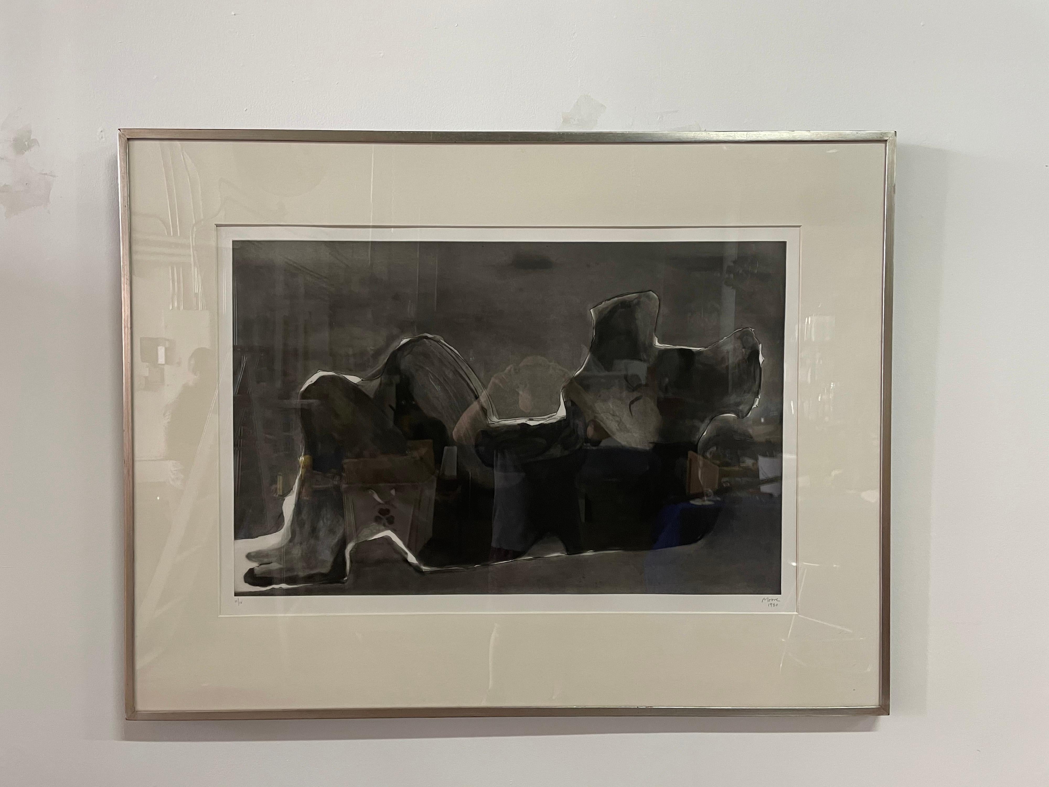 Henry Moore 1980 Aquatint Etching, Reclining Figure Terra Cotta 3