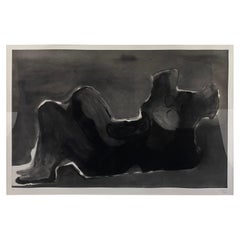 Henry Moore, gravure à l'aquatinte à l'eau-forte, figure couchée en terre cuite, 1980