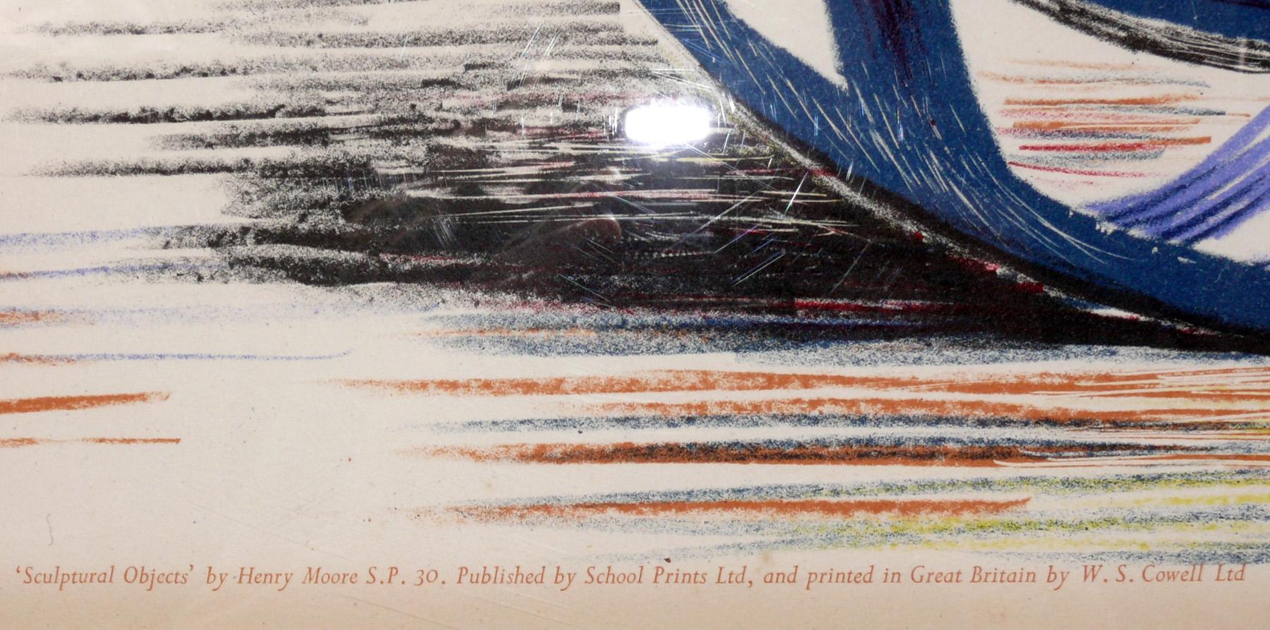 Abstrakte Lithographie von Henry Moore: Skulpturale Objekte, professionell gerahmt (Moderne der Mitte des Jahrhunderts) im Angebot