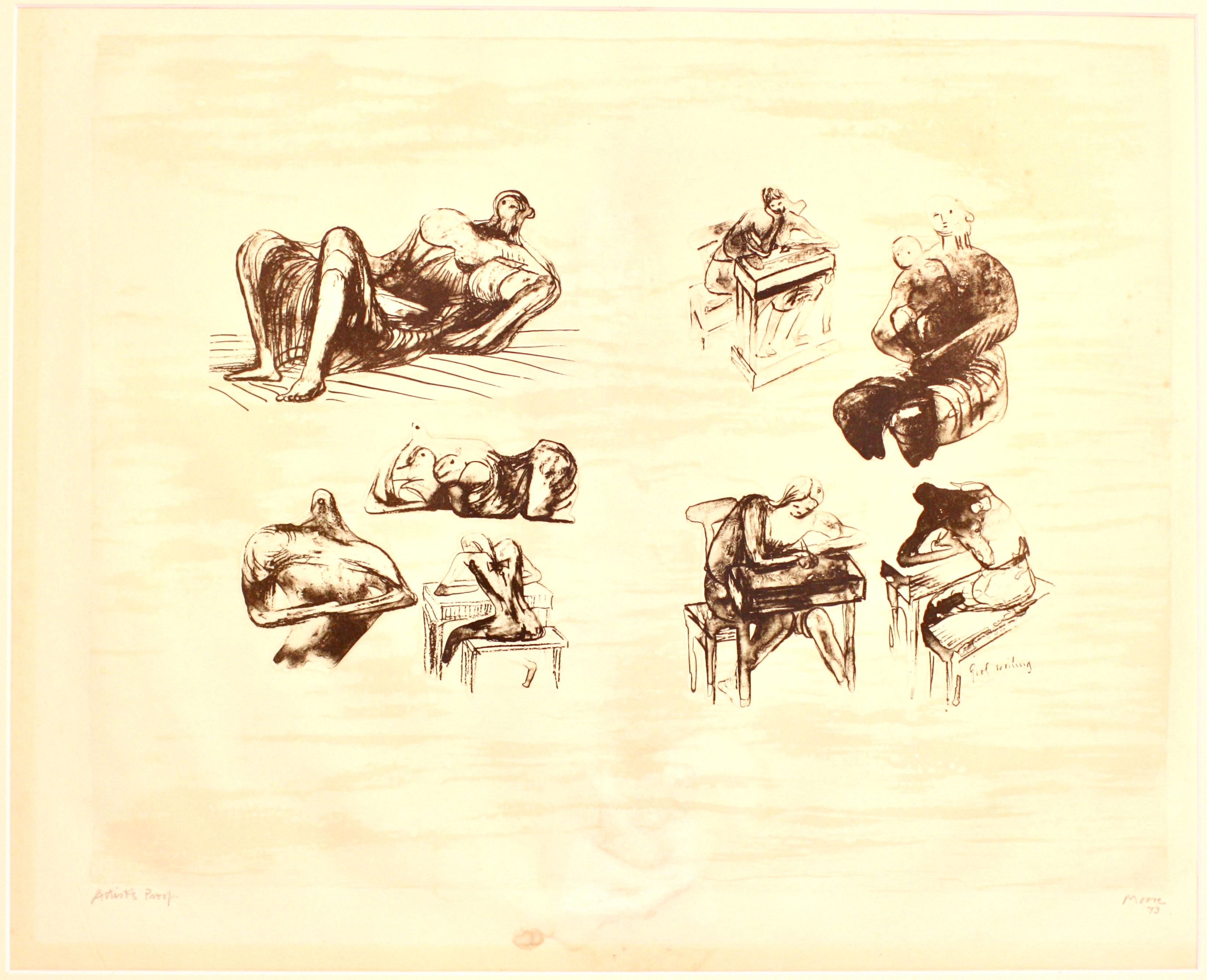 
Henry Moore, (britannico, 1898-1986) Litografia
Girl Writing, 1973, titolo nella lastra, litografia, firmata e datata a matita, a sinistra, Artistics Proof, a sinistra.
Piastra, 15 x 19,5 pollici, carta, 21 x 29 pollici.
Rapporto sulle
