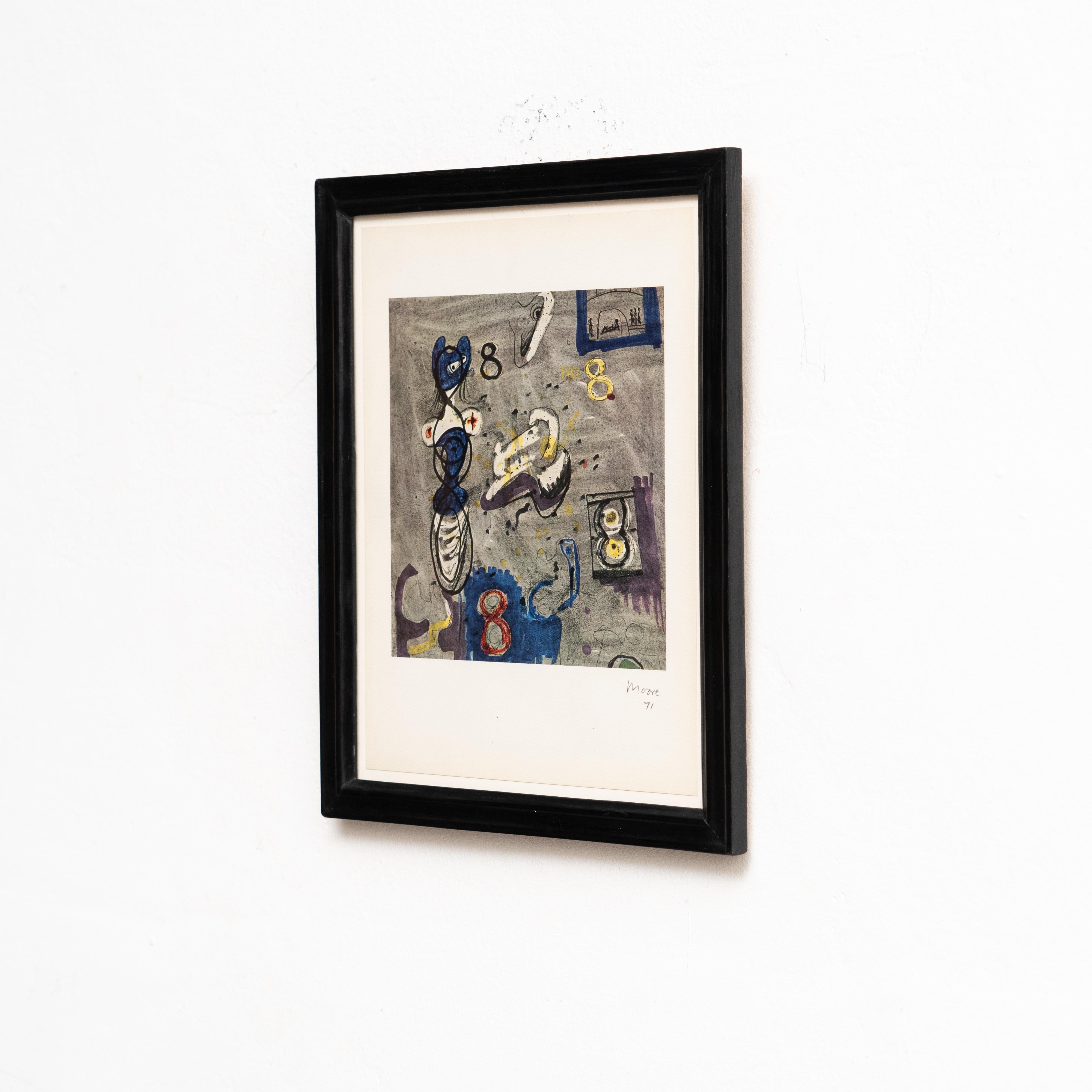 Fotolithografische Reproduktion des Werks von Henry Moore für Bolaffiarte

Hergestellt in England, ca. 1971.

Exemplar 279 von 5000 limitierten Exemplaren.

Gerahmt und im Stein signiert.

In gutem Originalzustand, mit geringen alters- und
