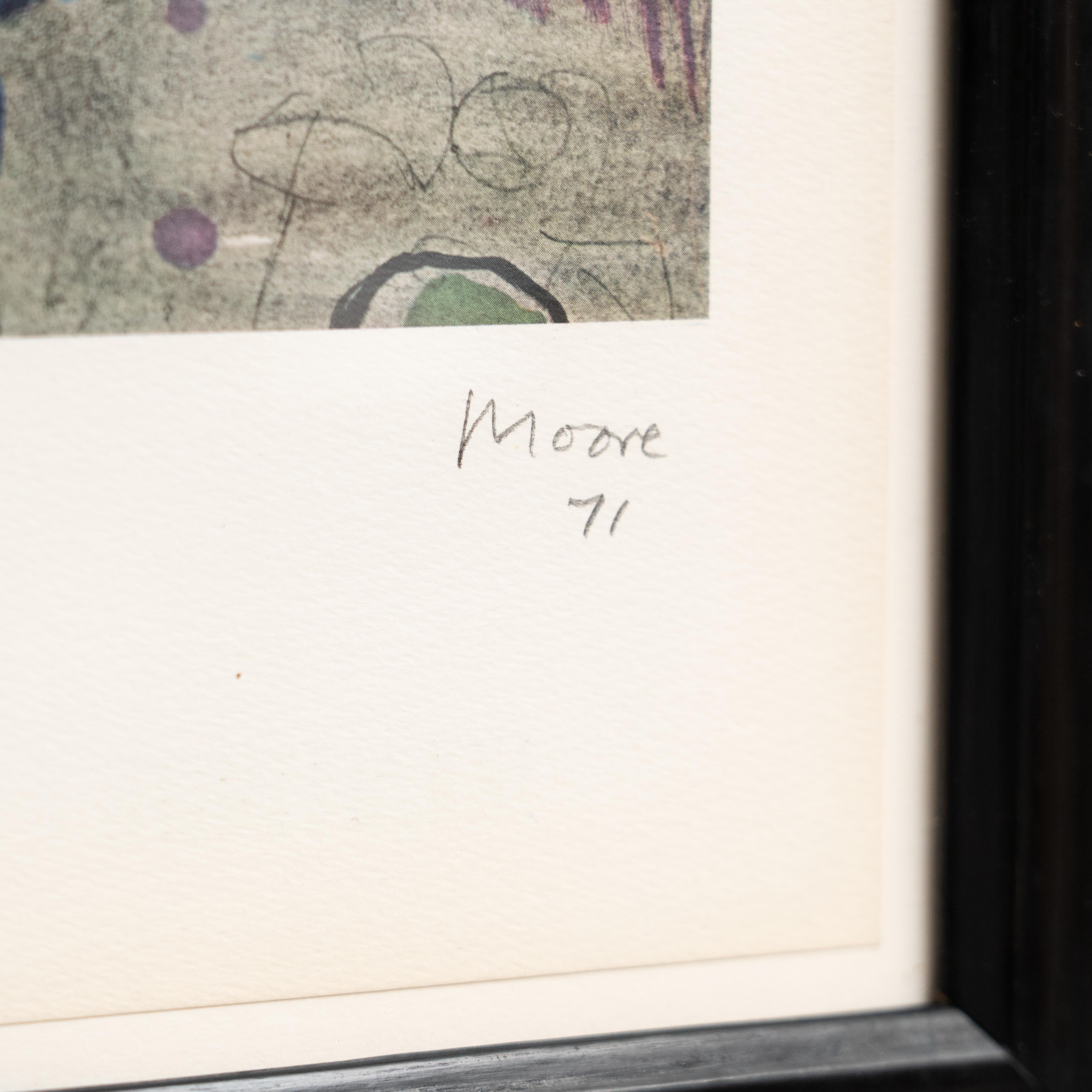 Moderne Lithographie Henry Moore en couleur, vers 1971 en vente