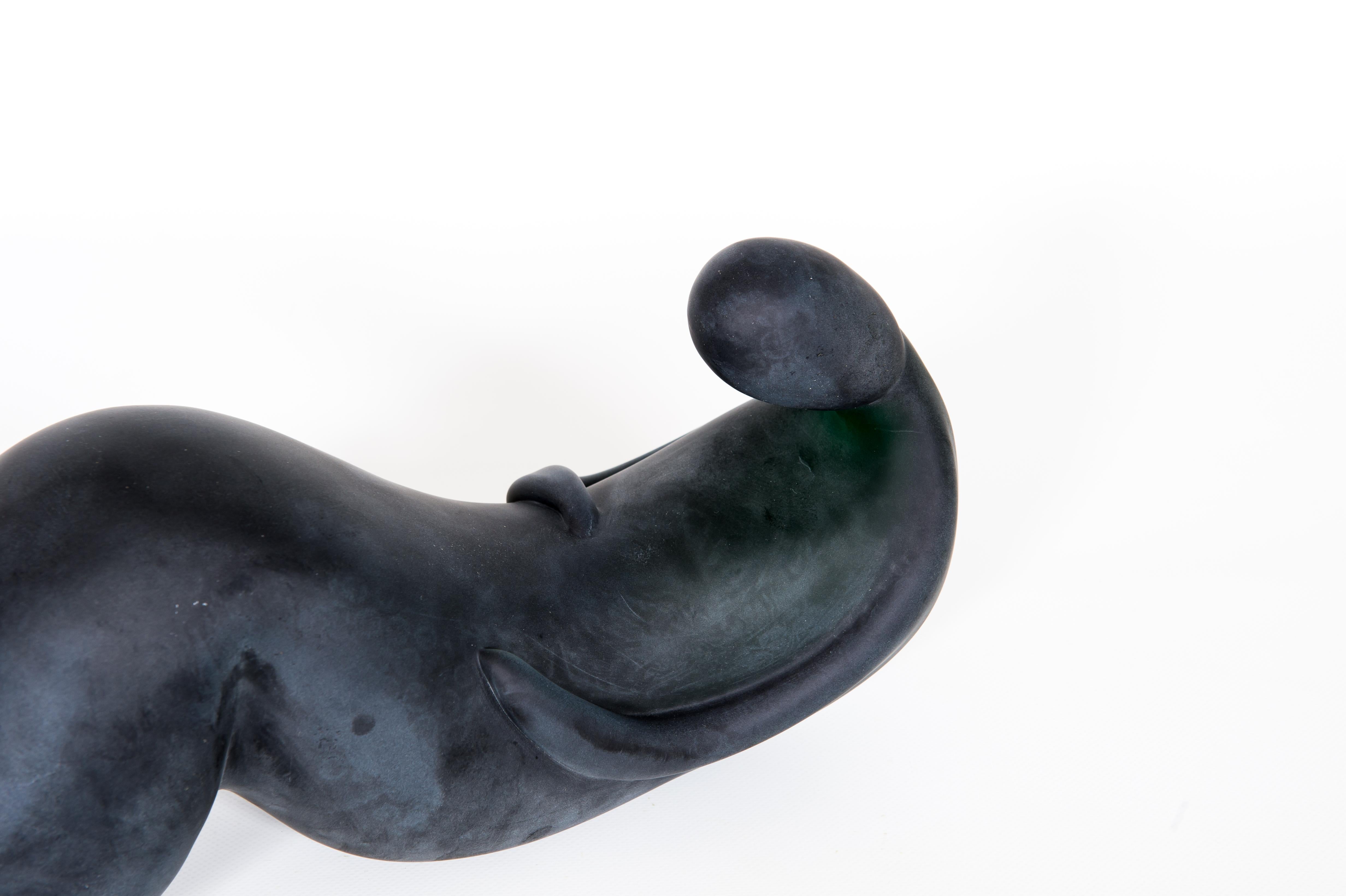 Italian Trio of  black Sculptures Blown Murano Glass  Romano Donà, contemporary 10