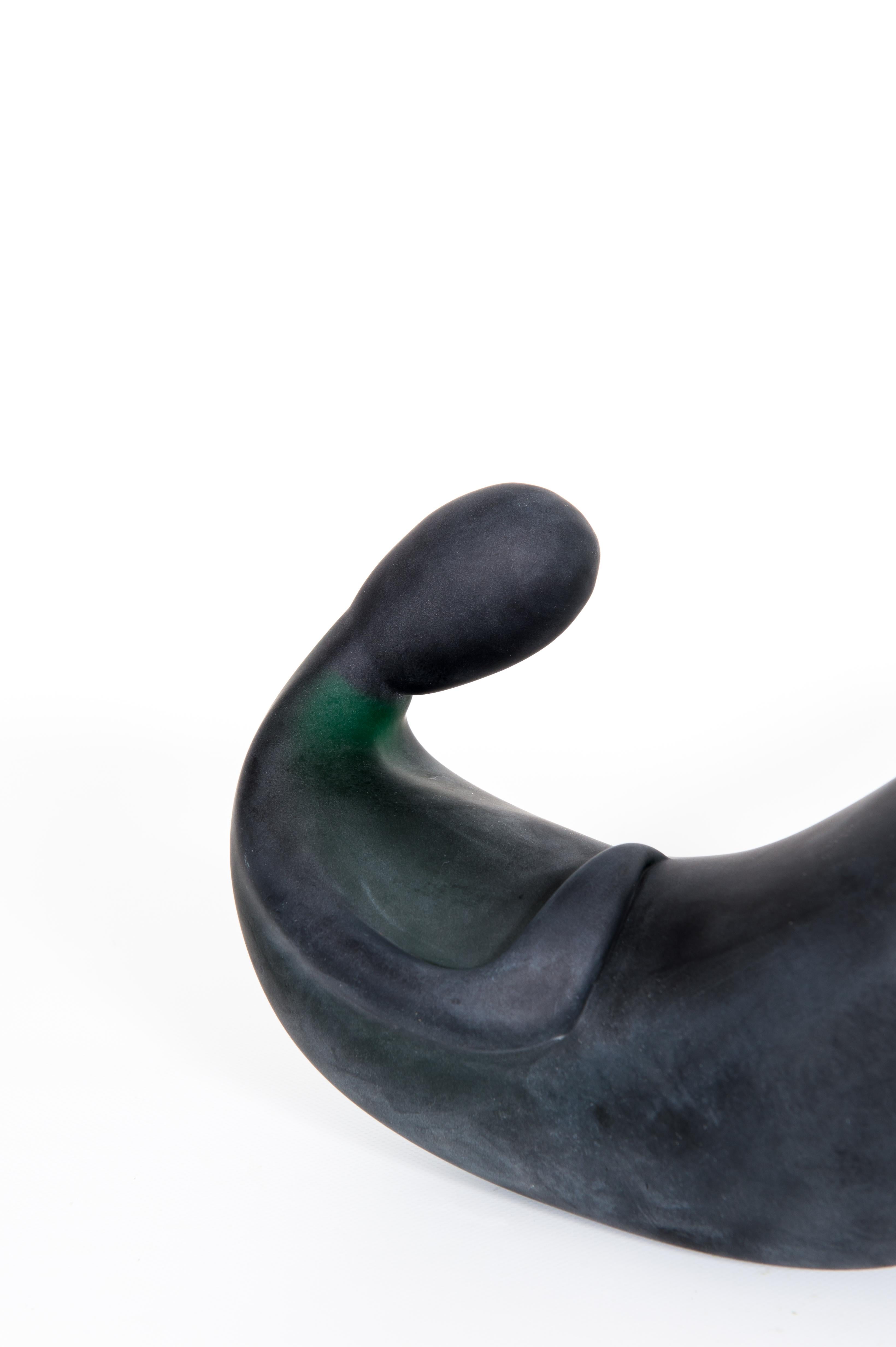 Italian Trio of  black Sculptures Blown Murano Glass  Romano Donà, contemporary 13