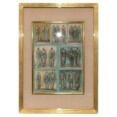 Henry Moore Lithograph Studies of Three Standing Figures in Gilt Frame