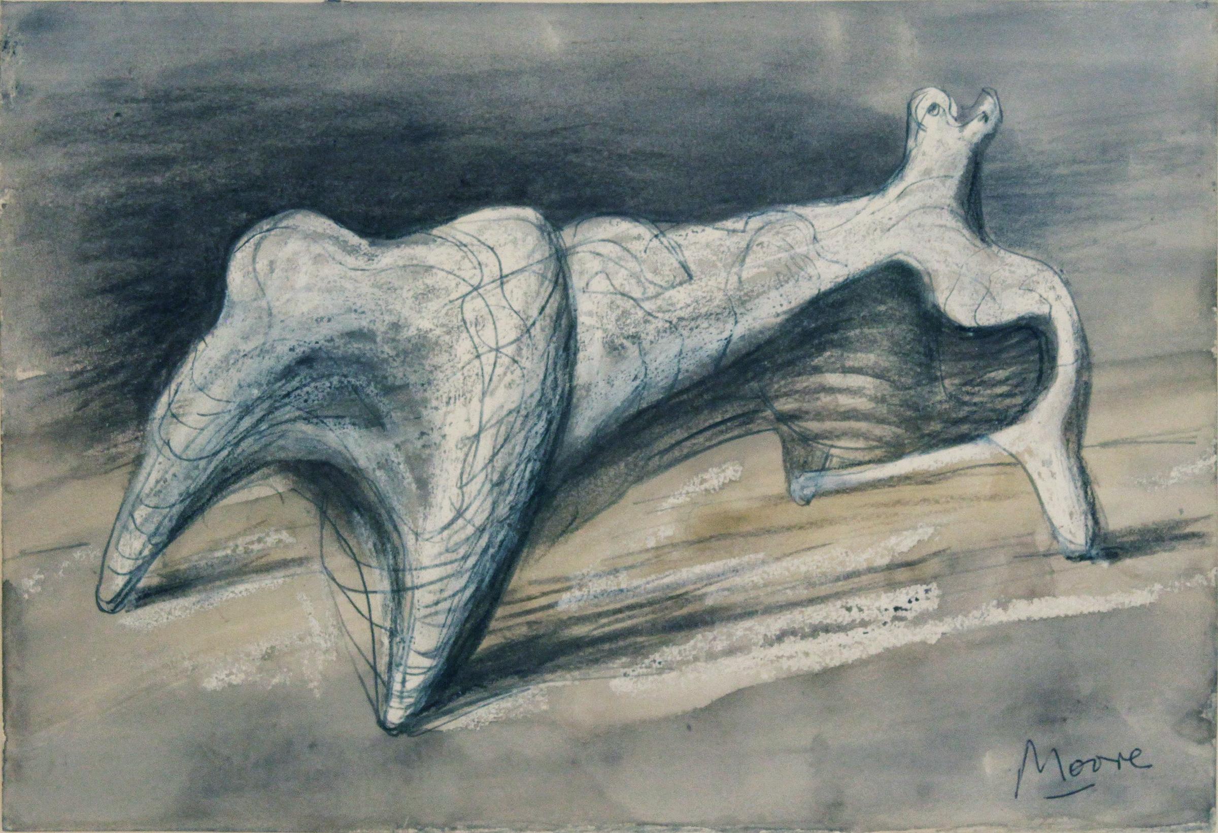 Pointed Reclining Figure - Mixed Media Art by Henry Moore