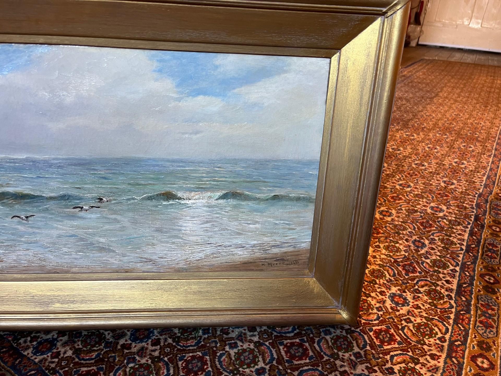 Paesaggio marino vittoriano Grande dipinto a olio di mari puri e luce scintillante - Art Vittoriano di Henry Moore RA RWS