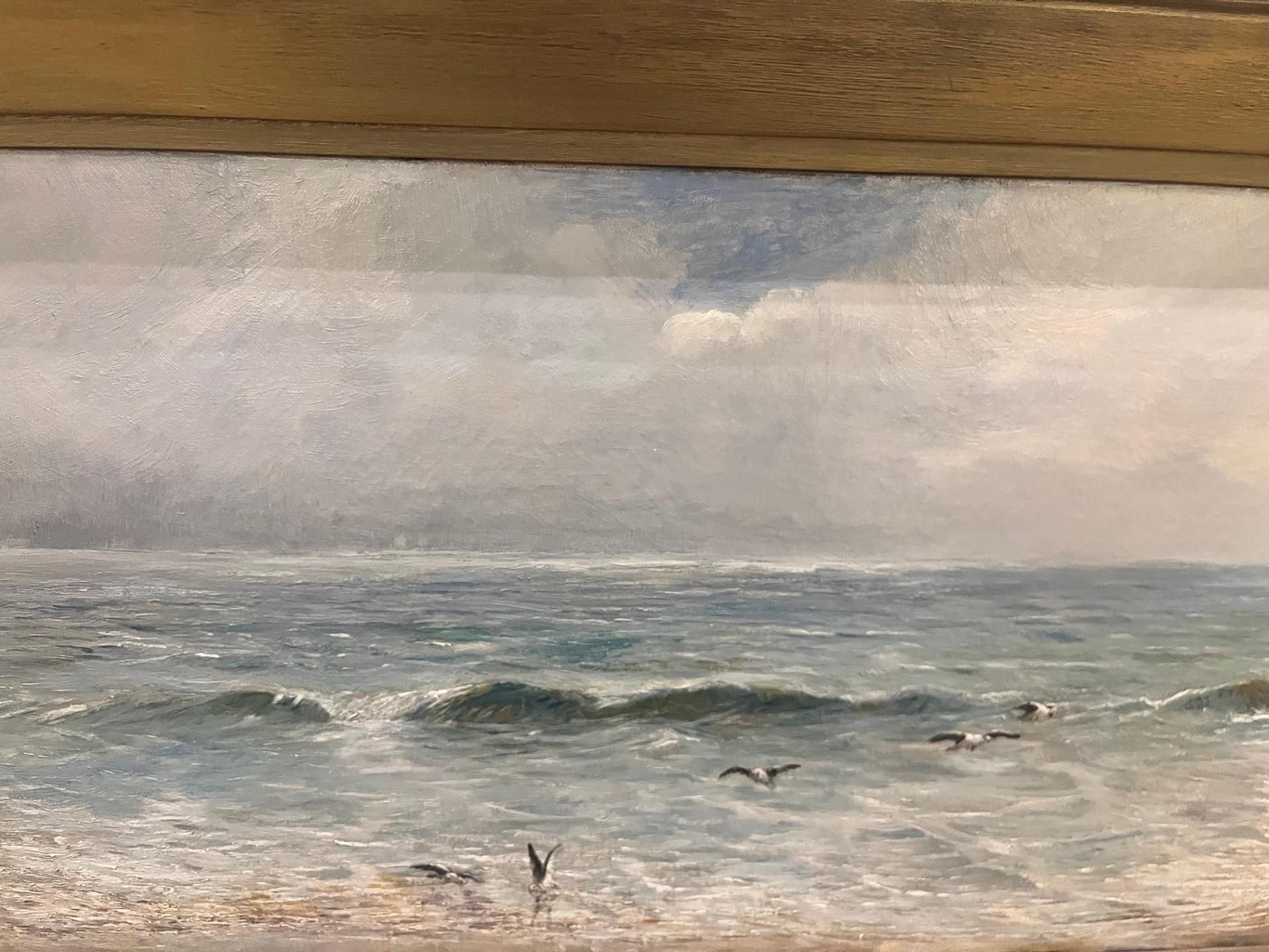 Paesaggio marino vittoriano Grande dipinto a olio di mari puri e luce scintillante in vendita 2