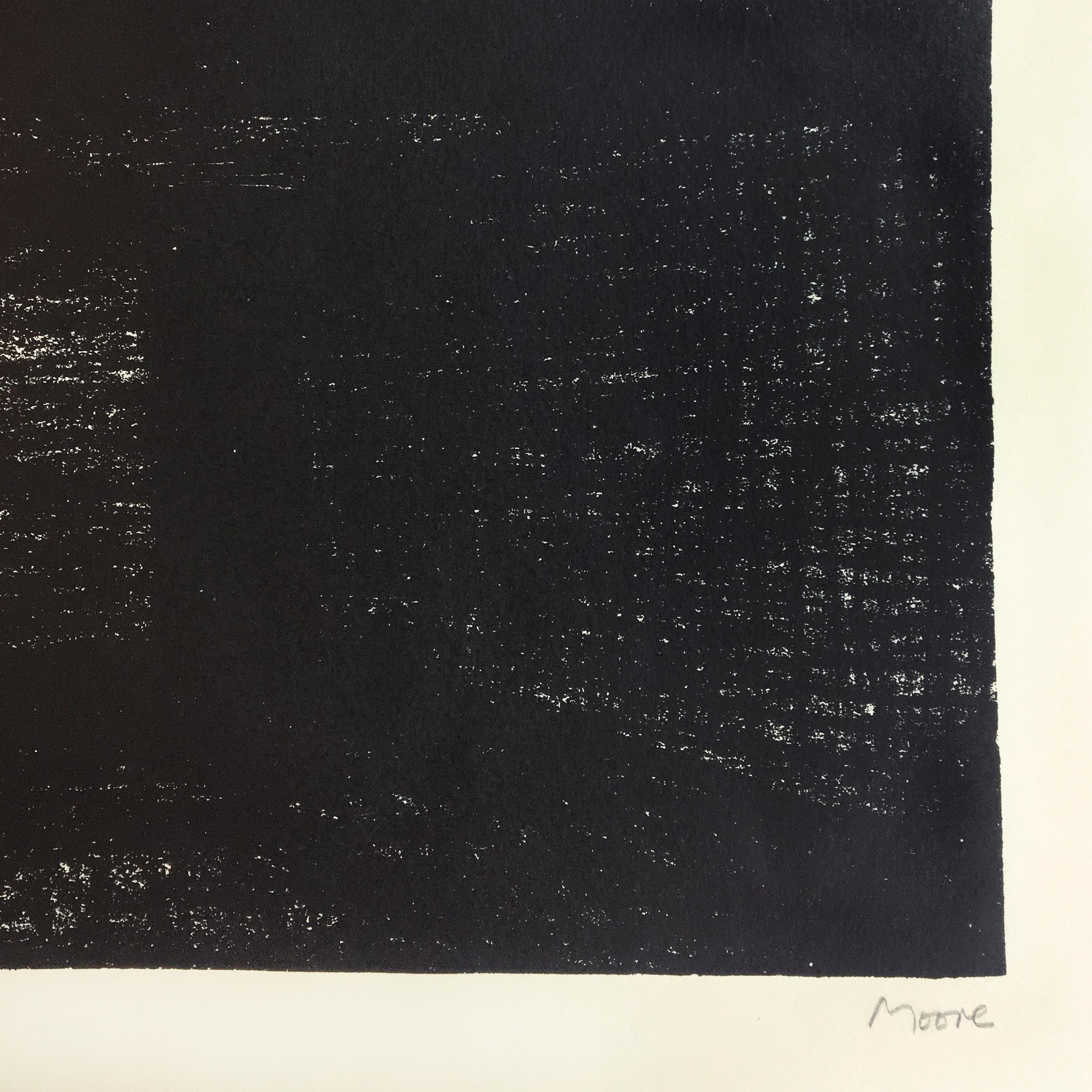 Bridge: abstrakte schwarze Zeichnung nach Auden-Gedicht und Yorkshire-Landschaft (Weiß), Abstract Print, von Henry Moore