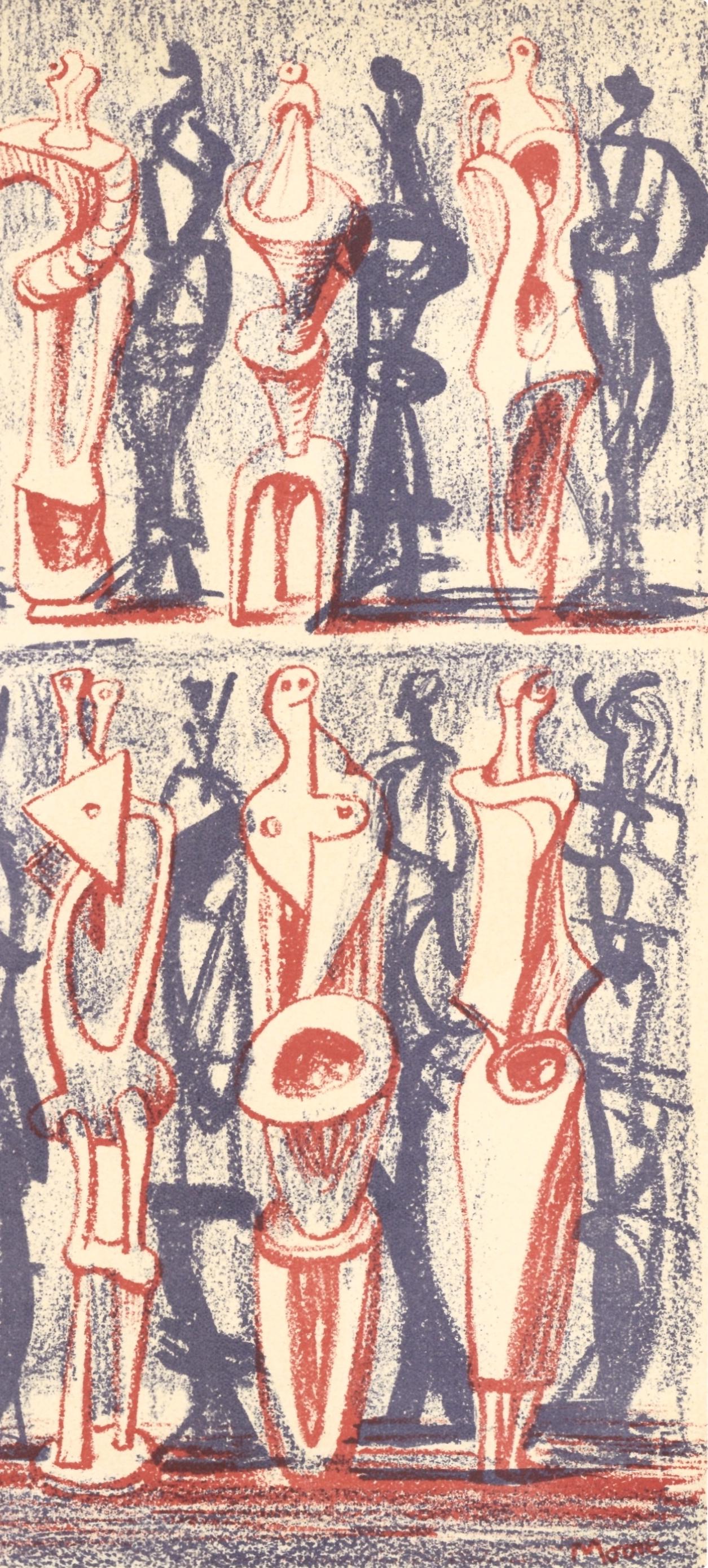 Composition (Cramer 36), Société internationale d'art XXe siècle - Beige Figurative Print par Henry Moore
