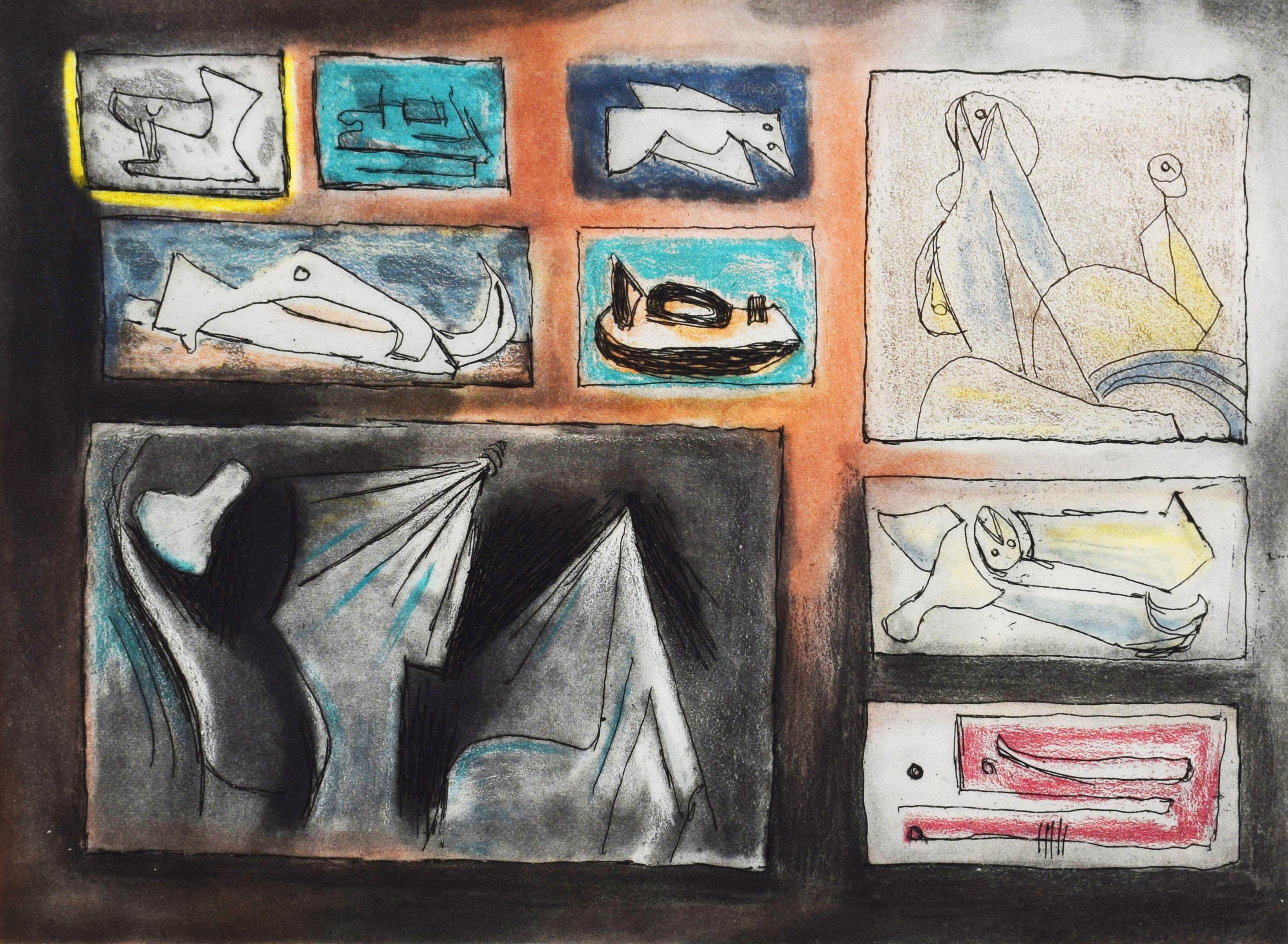 Henry Moore Figurative Print - Composition II, from: Sculptural Ideas - British Art