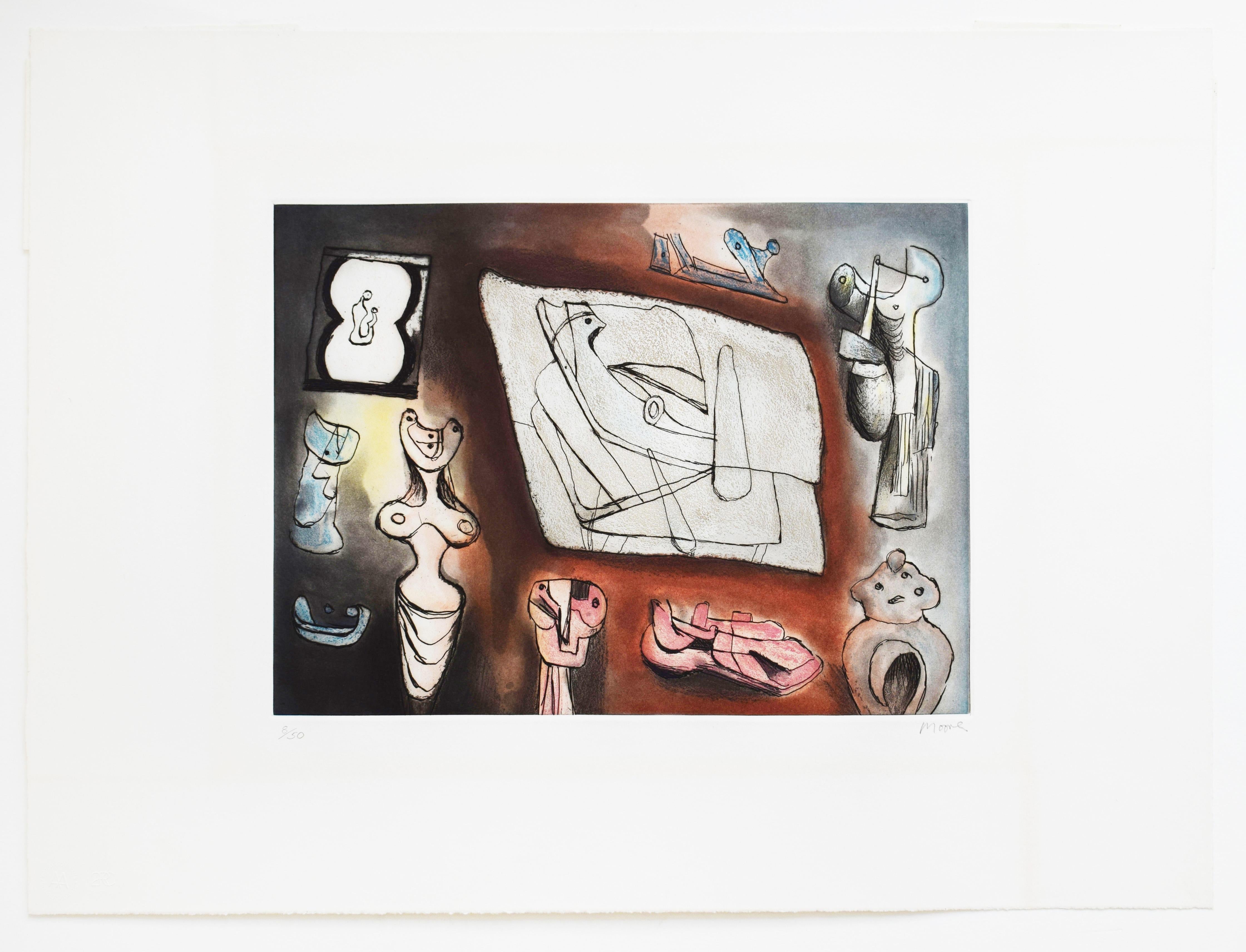 Composition VII, from: Sculptural Ideas - British Art - Print by Henry Moore