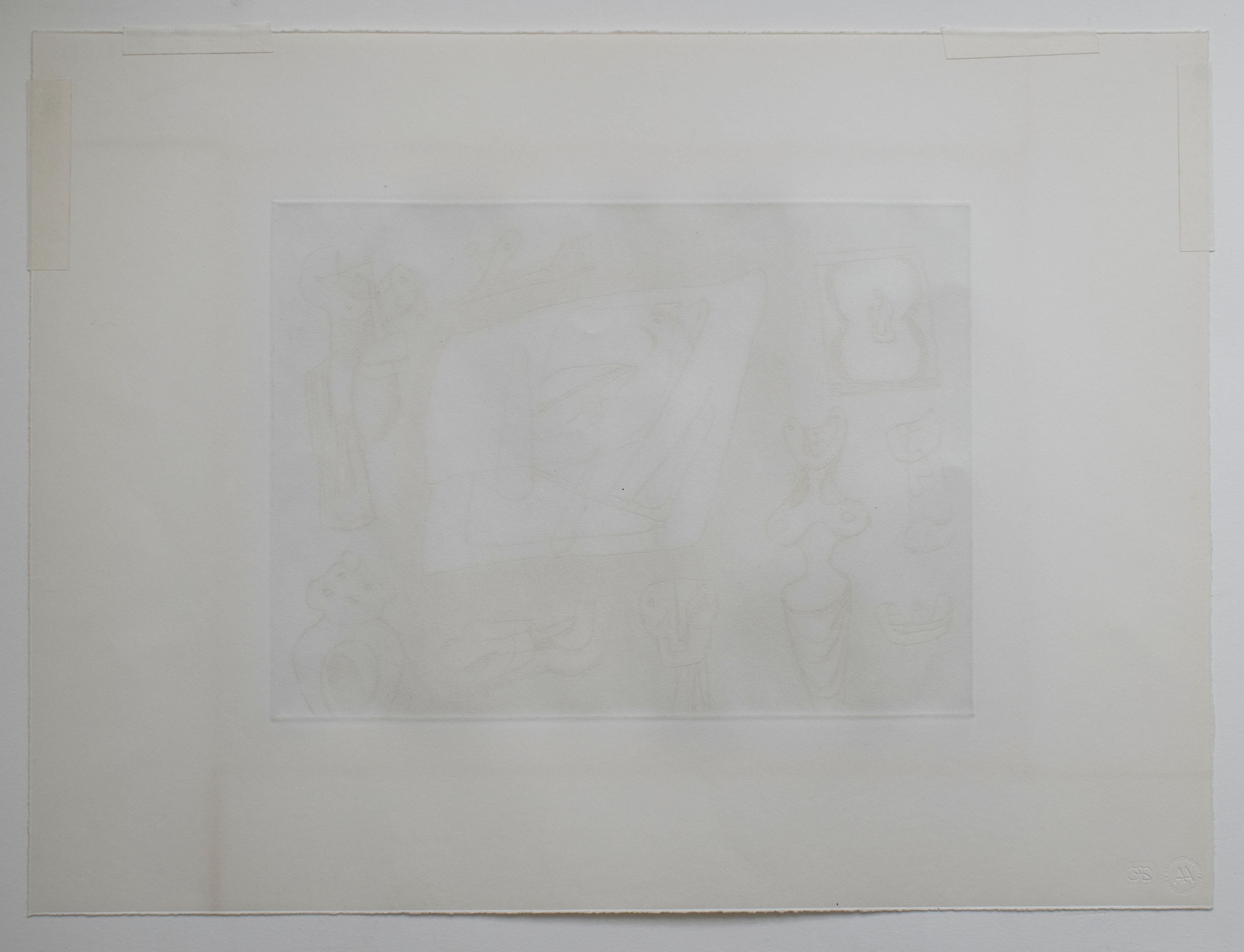 This original etching and aquatint is hand signed by the artist in pencil 
