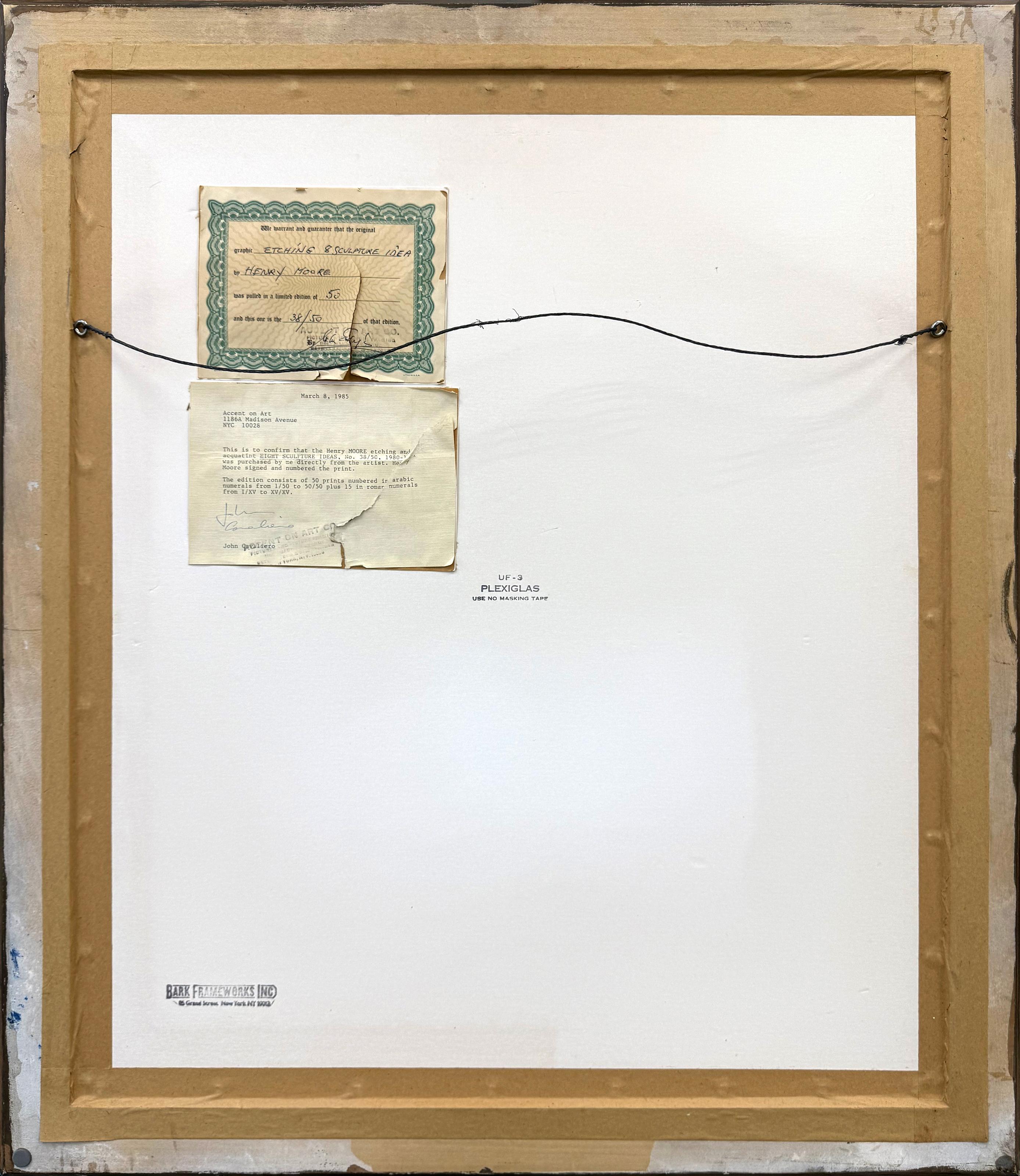 Eight Sculpture Ideas (framed hand signed etching) - Modern Print by Henry Moore