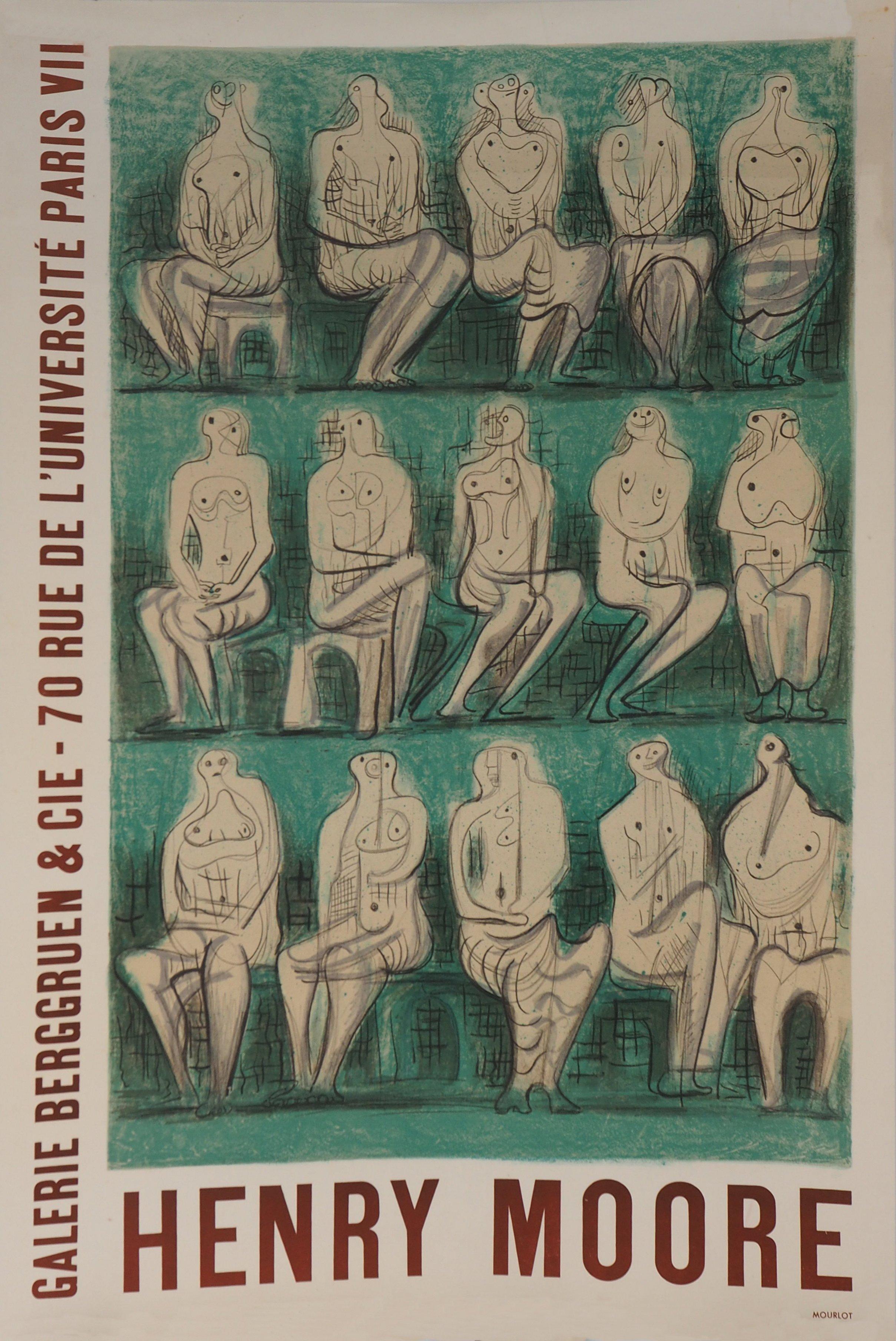 Fifteen Seated Nudes - Original lithograph (Mourlot, Berggruen) - Print by Henry Moore