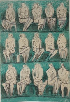 Fifteen Seated Nudes - Original lithograph (Mourlot, Berggruen)