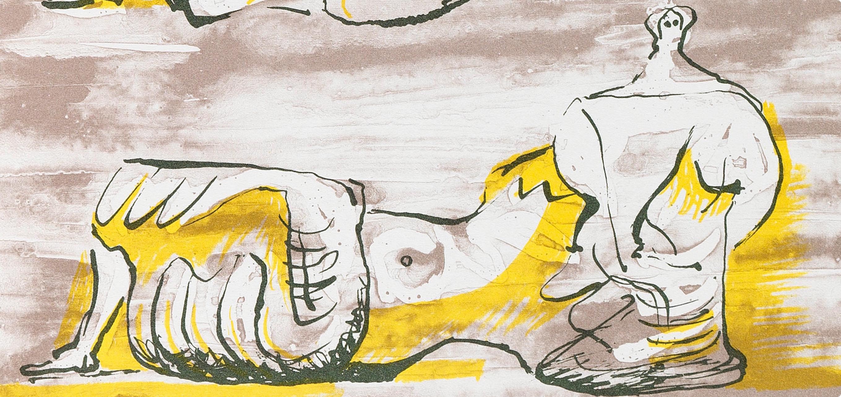 Figures allongées (Cramer 180), Société internationale d'art XXe siècle (Beige), Figurative Print, von Henry Moore
