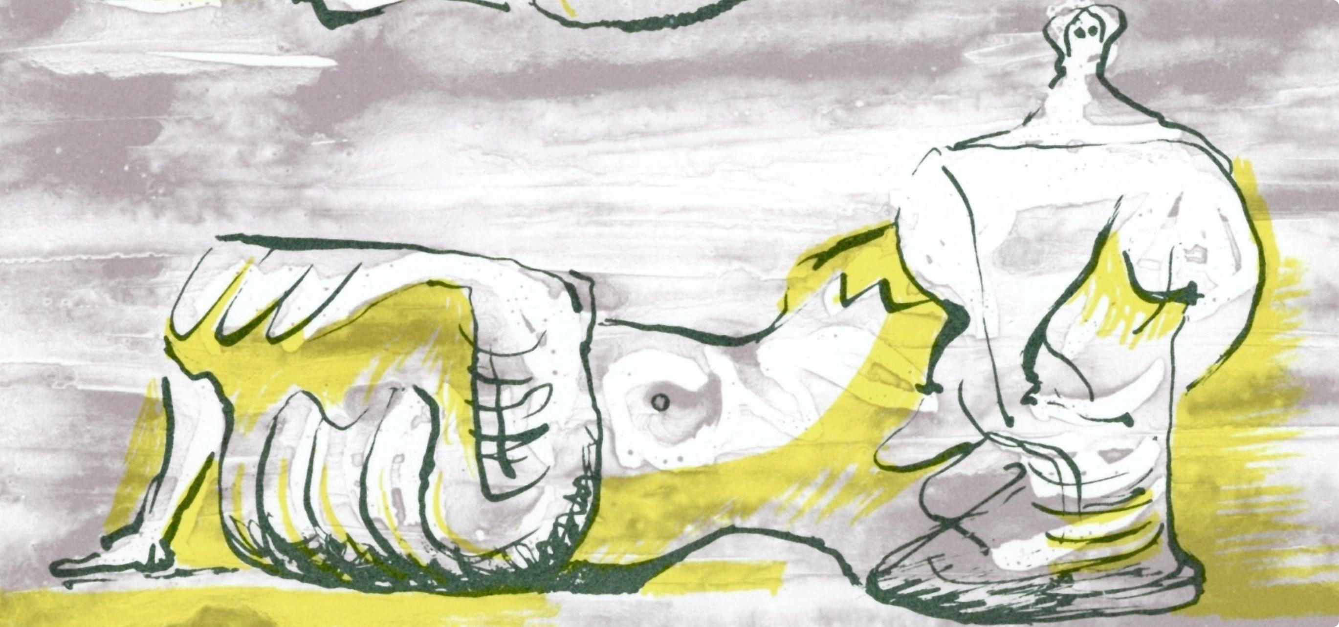 Figures allongées (Cramer 180), Société internationale d'art XXe siècle - Beige Figurative Print par Henry Moore