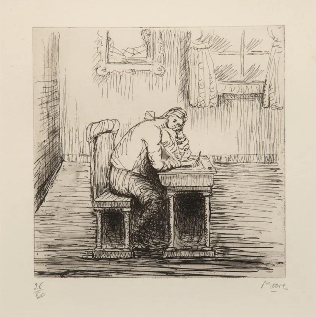 Mädchen beim Hausarbeiten II – Print von Henry Moore