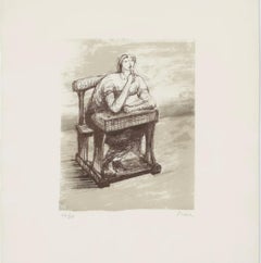 Fille assise à un bureau IV