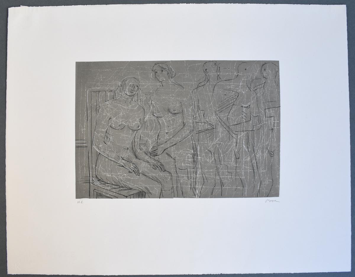 Group of Figures - British Figurative Abstract Art - Contemporary Print by Henry Moore
